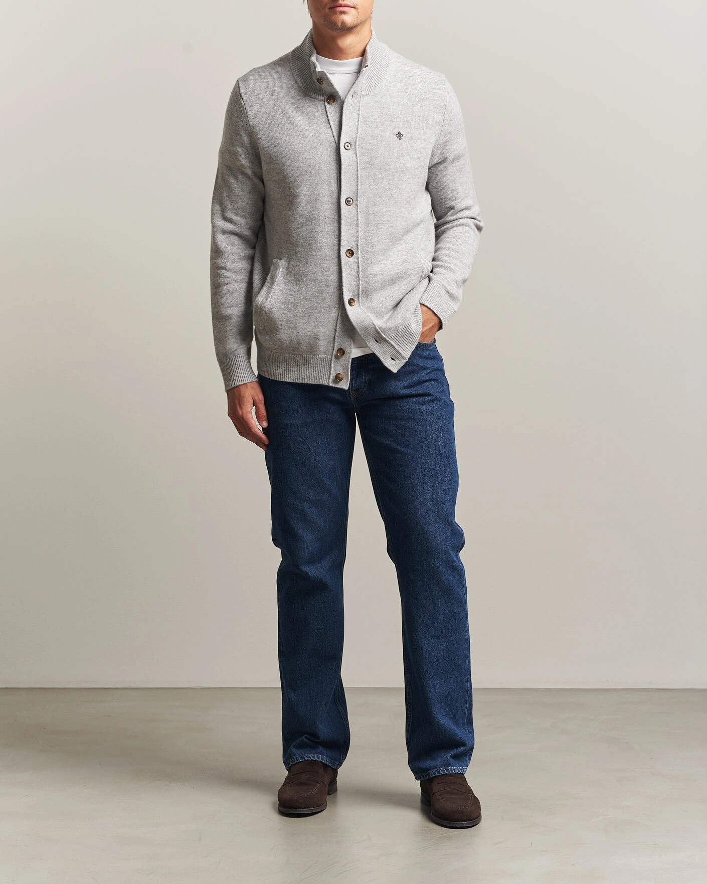 Herr | Tröjor | Morris | Hertford Button Cardigan Grey