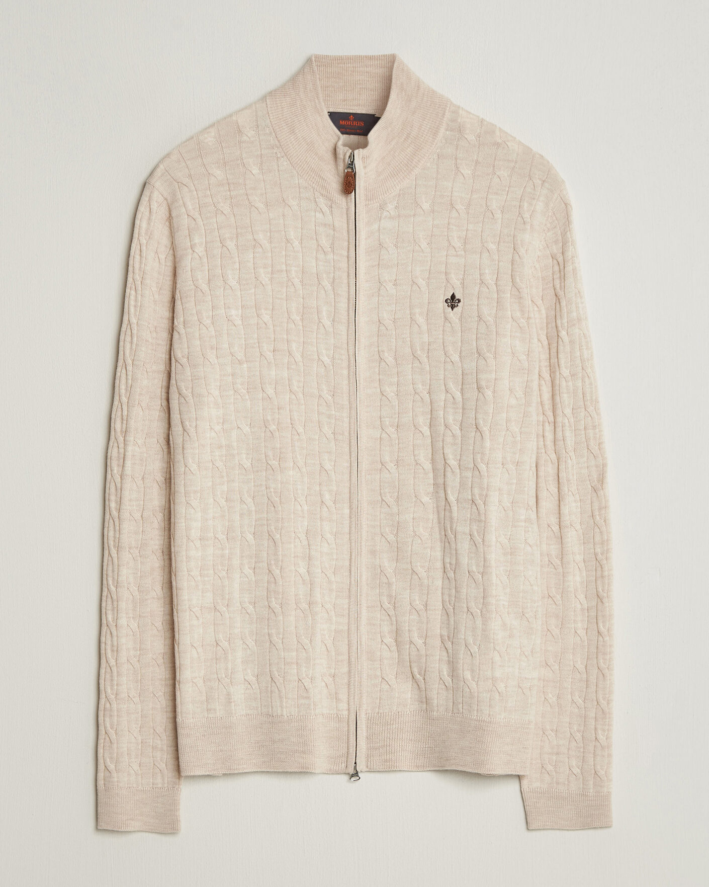 Herr | Tröjor | Morris | Merino Cable Zip Cardigan Off White