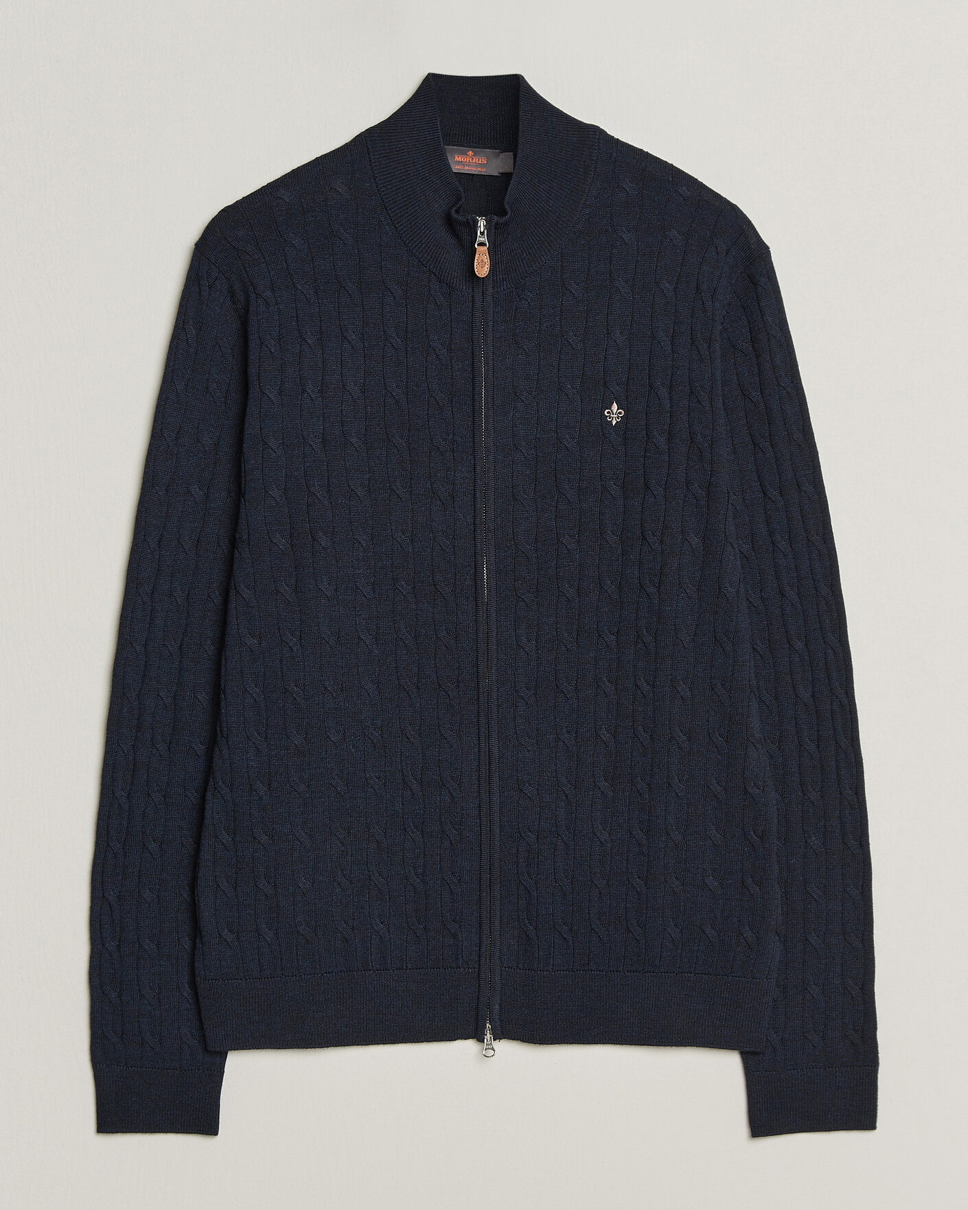 Herr | Tröjor | Morris | Merino Cable Zip Cardigan Navy