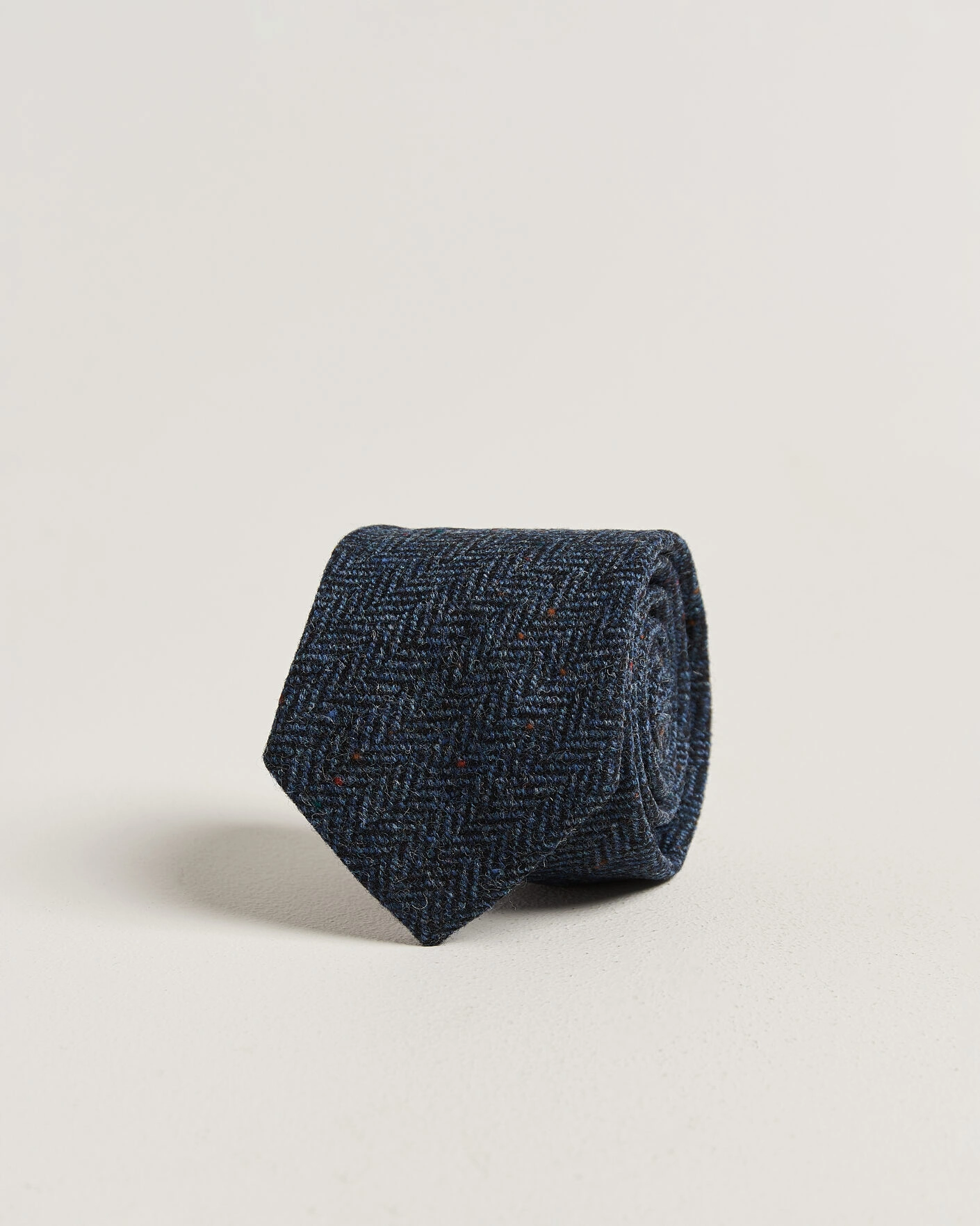 Herr | Slipsar | Amanda Christensen | Wool Herringbone 8cm Tie Navy
