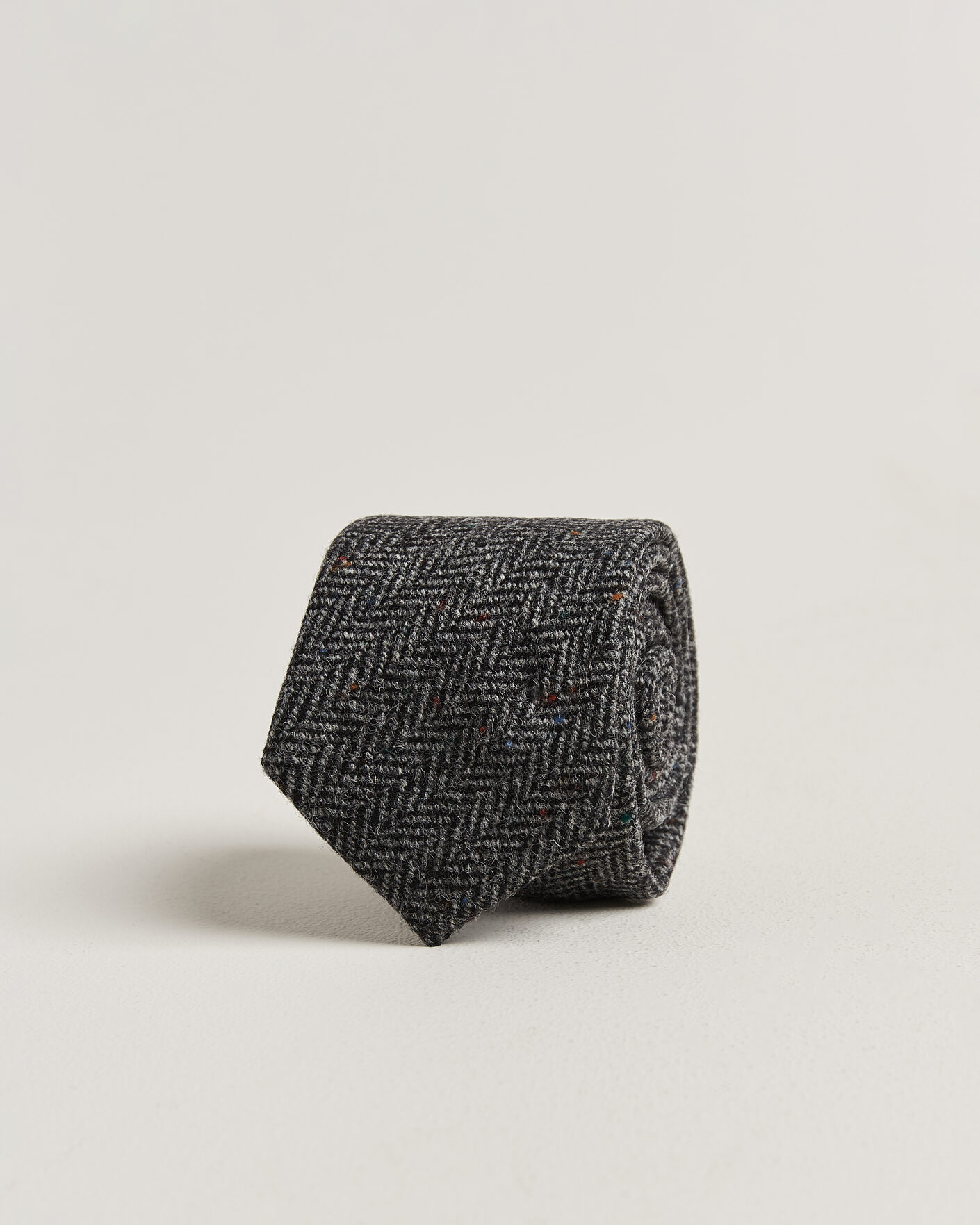 Herr | Slipsar | Amanda Christensen | Wool Herringbone 8cm Tie Grey