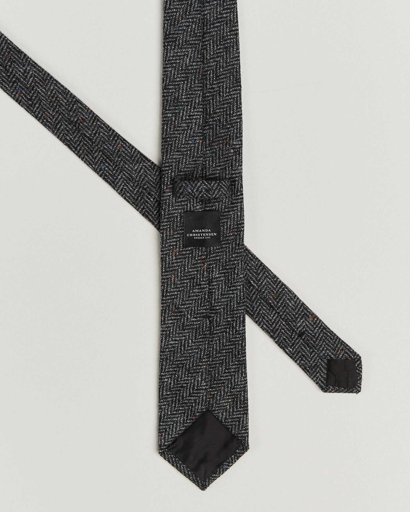 Herr | Slipsar | Amanda Christensen | Wool Herringbone 8cm Tie Grey