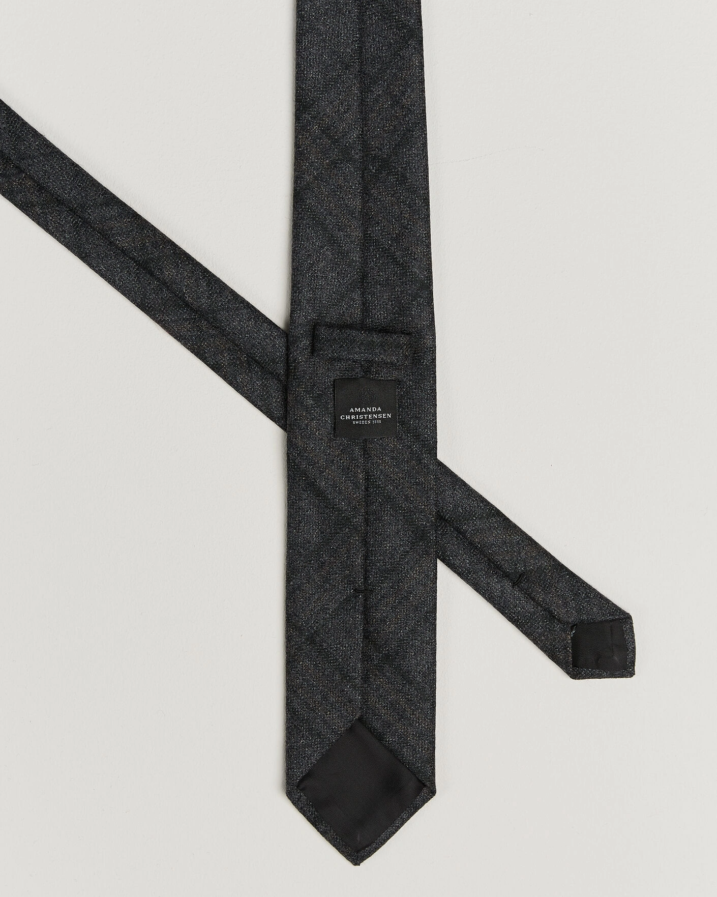 Herr | Slipsar | Amanda Christensen | Wool Checked 8cm Tie Dark Grey