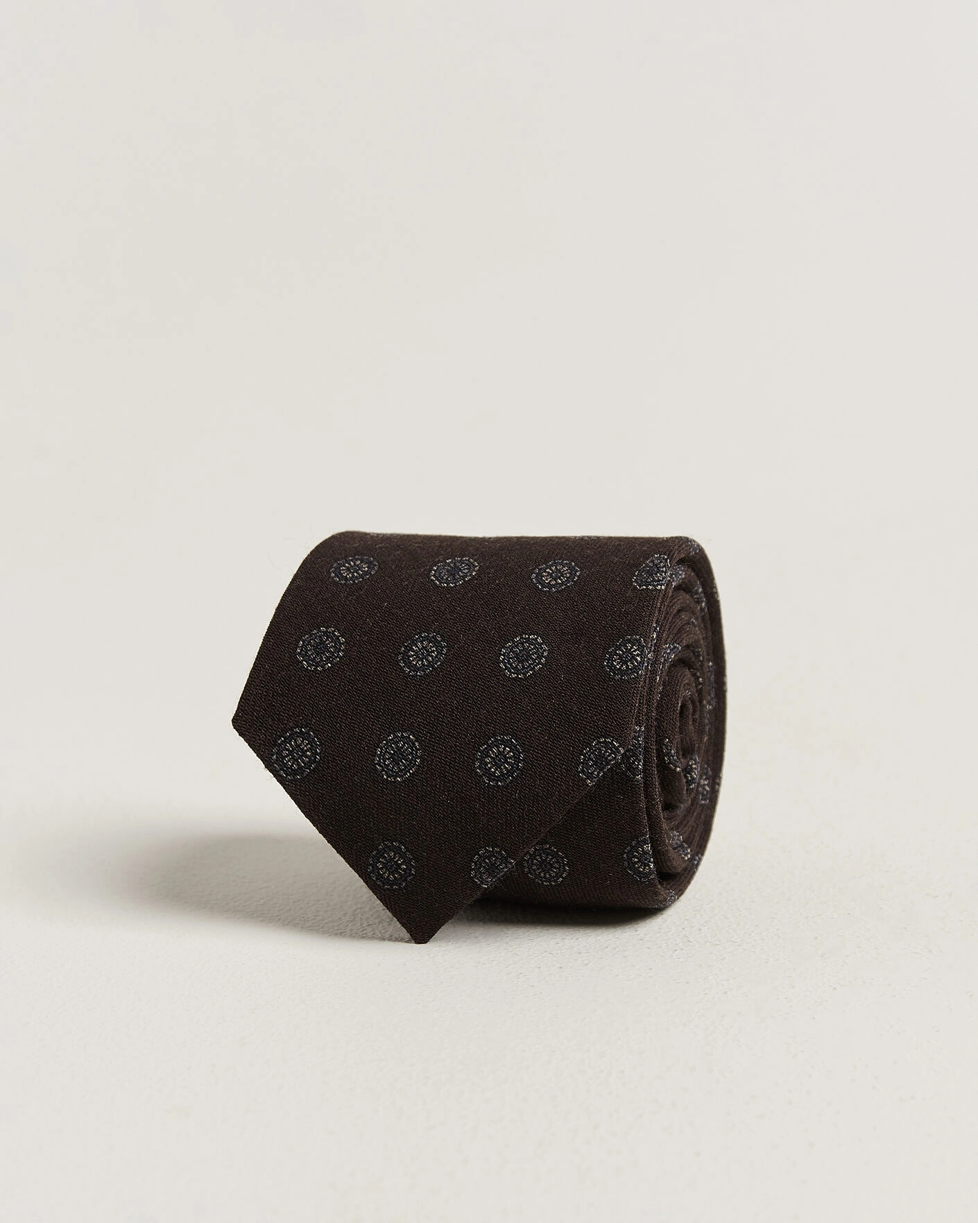 Herr | Slipsar | Amanda Christensen | Wool Medallion 8cm Tie Brown