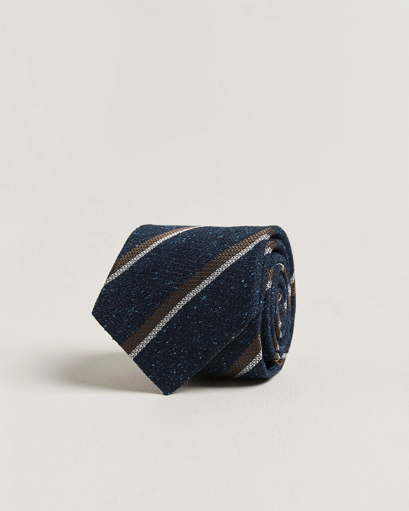 Herr | Slipsar | Amanda Christensen | Silk Bourette Striped 8cm Tie Navy