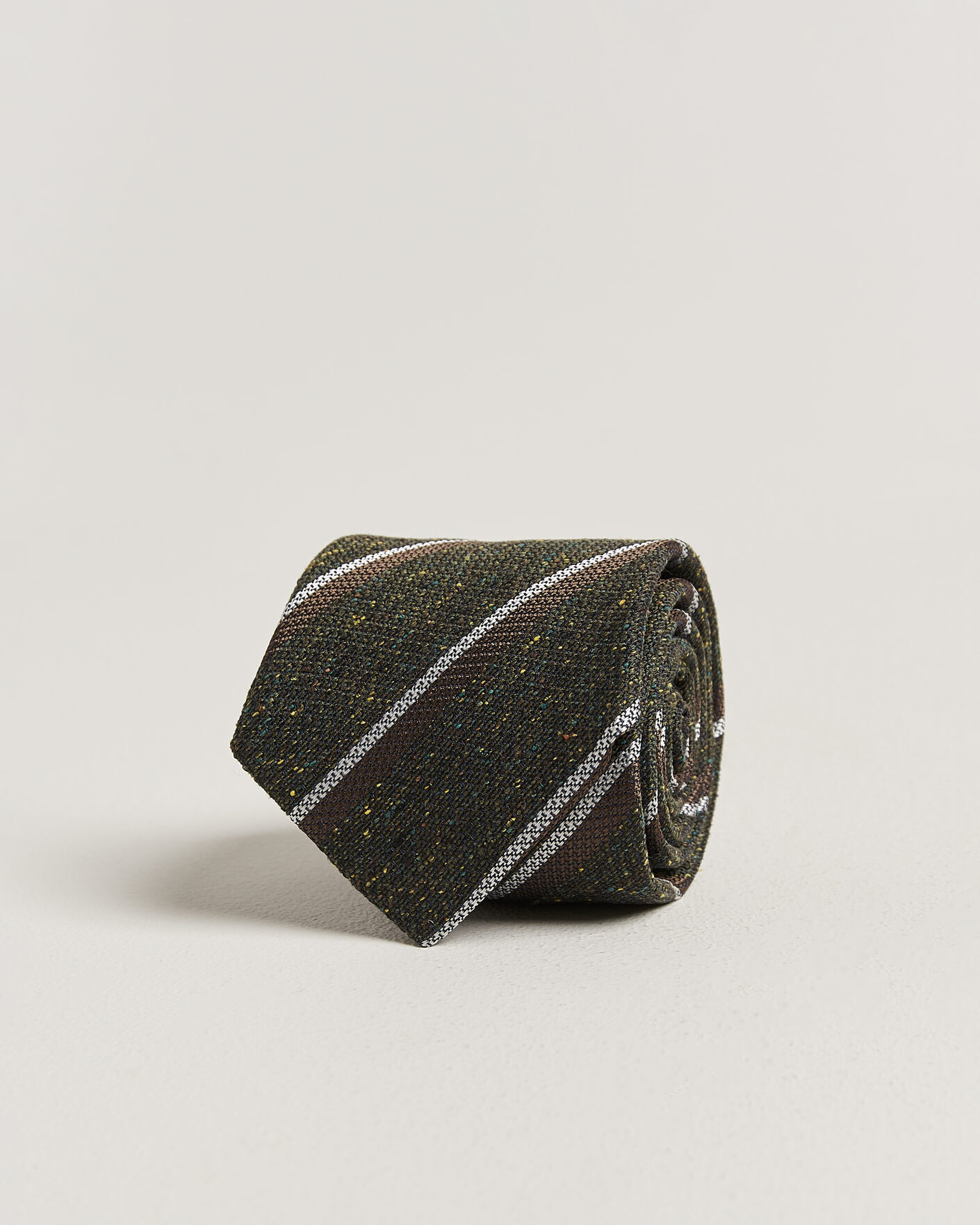 Herr | Slipsar | Amanda Christensen | Silk Bourette Striped 8cm Tie Green