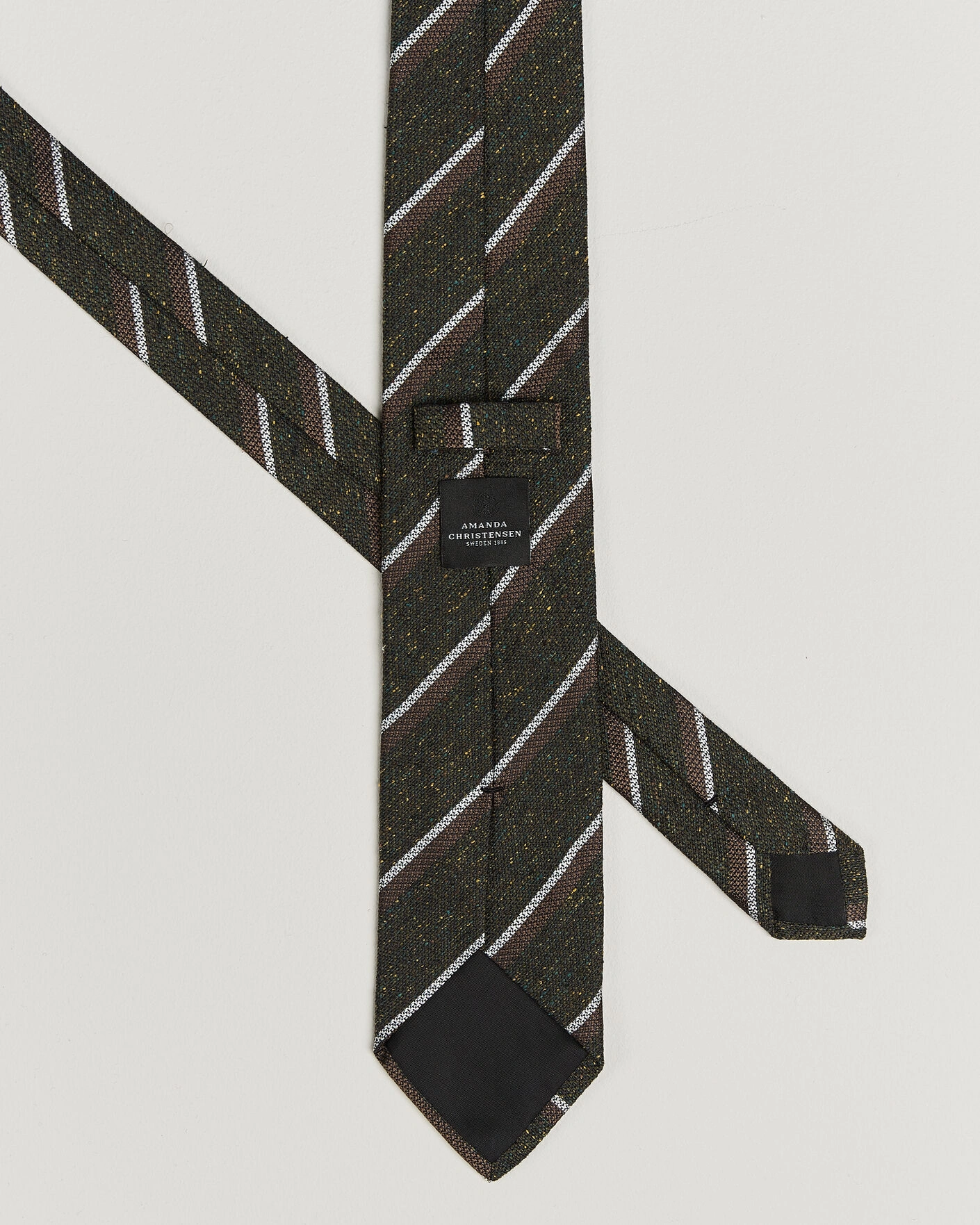Herr | Slipsar | Amanda Christensen | Silk Bourette Striped 8cm Tie Green