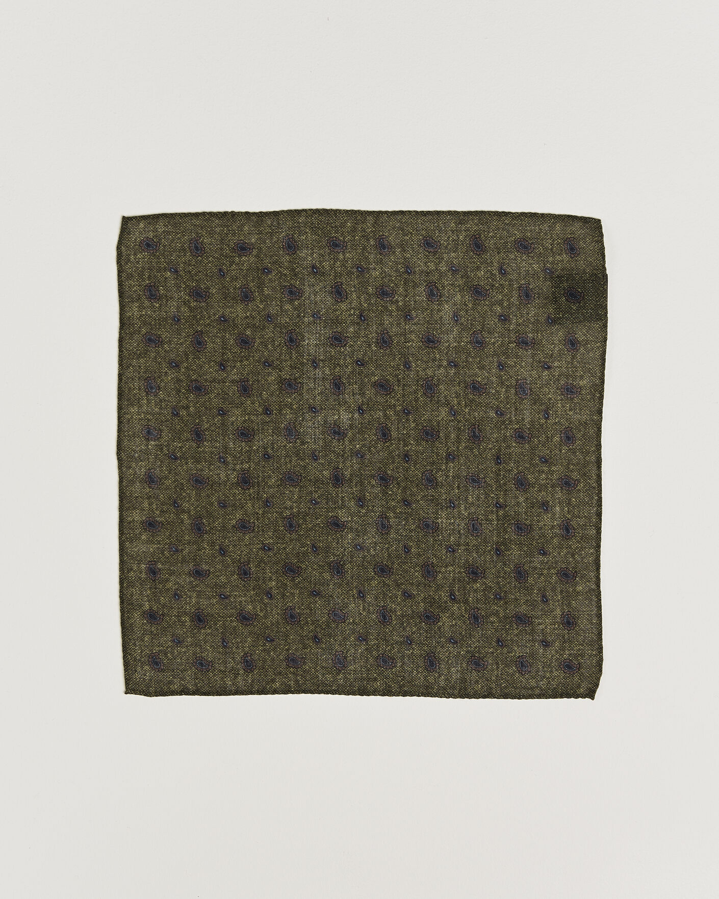 Herr | Näsdukar | Amanda Christensen | Wool Paisley Pocket Square Green