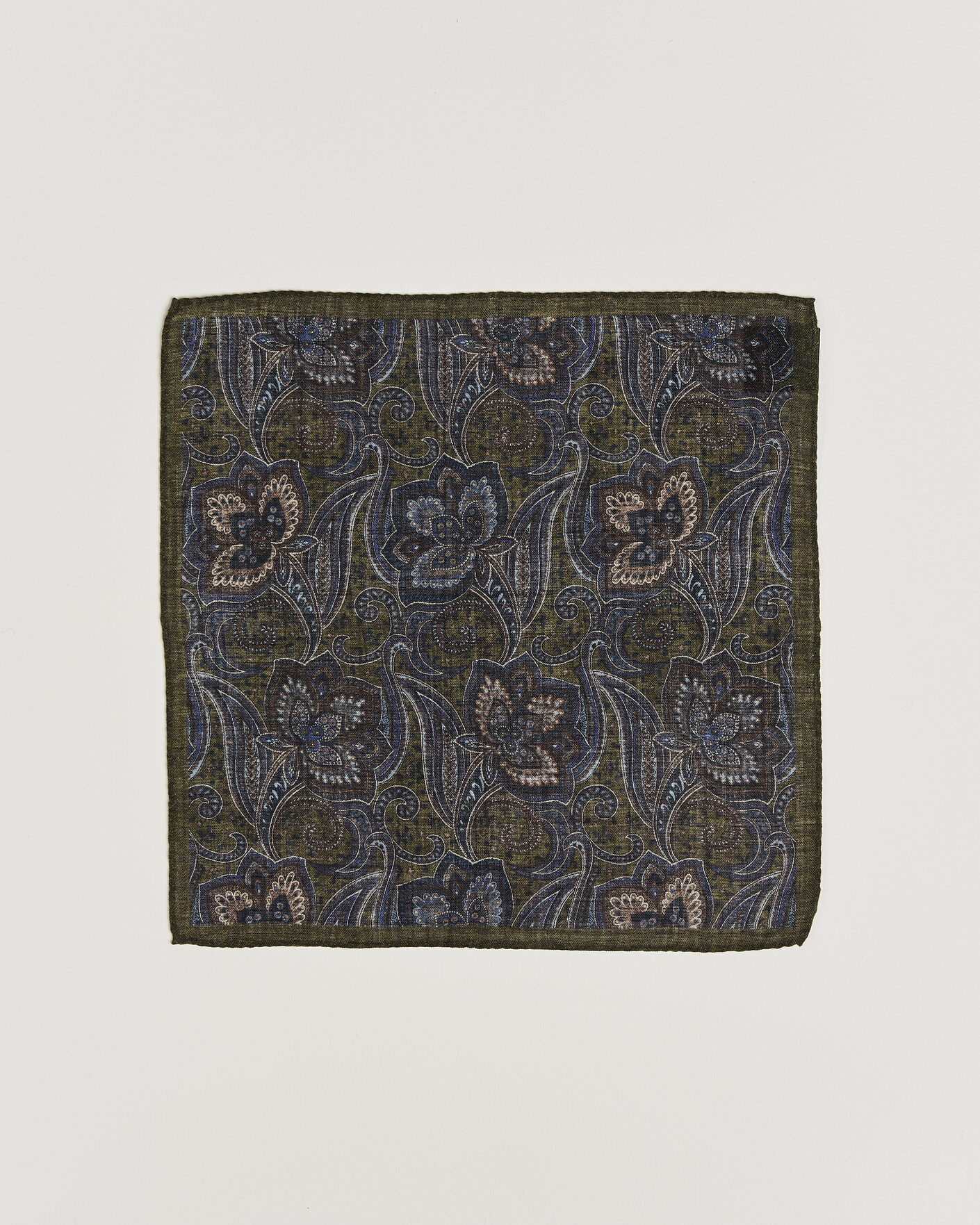 Herr | Näsdukar | Amanda Christensen | Wool Large Paisley Pocket Square Green