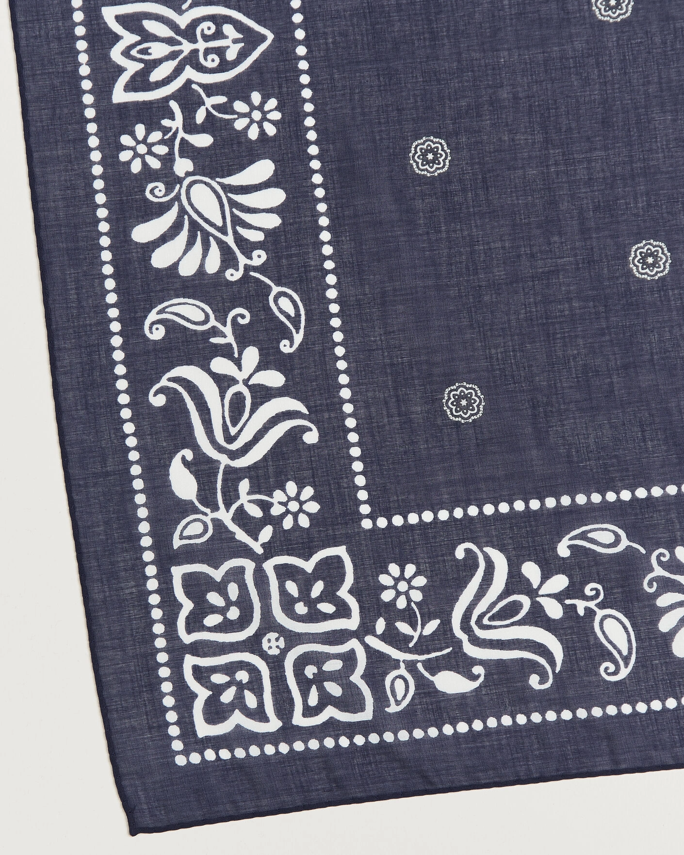 Herr | Scarves | Amanda Christensen | Cotton Voile Printed Flower Bandana Navy