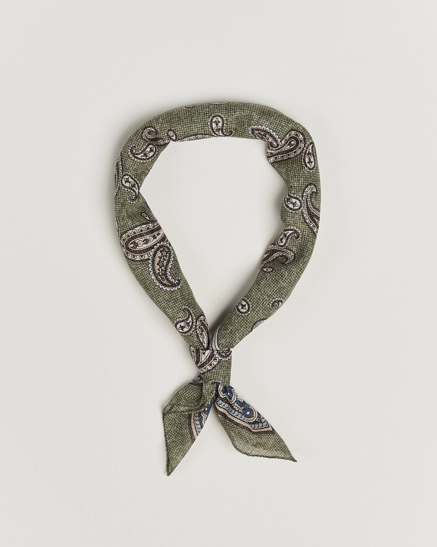 Herr | Scarves | Amanda Christensen | Cotton Voile Printed Paisley Bandana Green