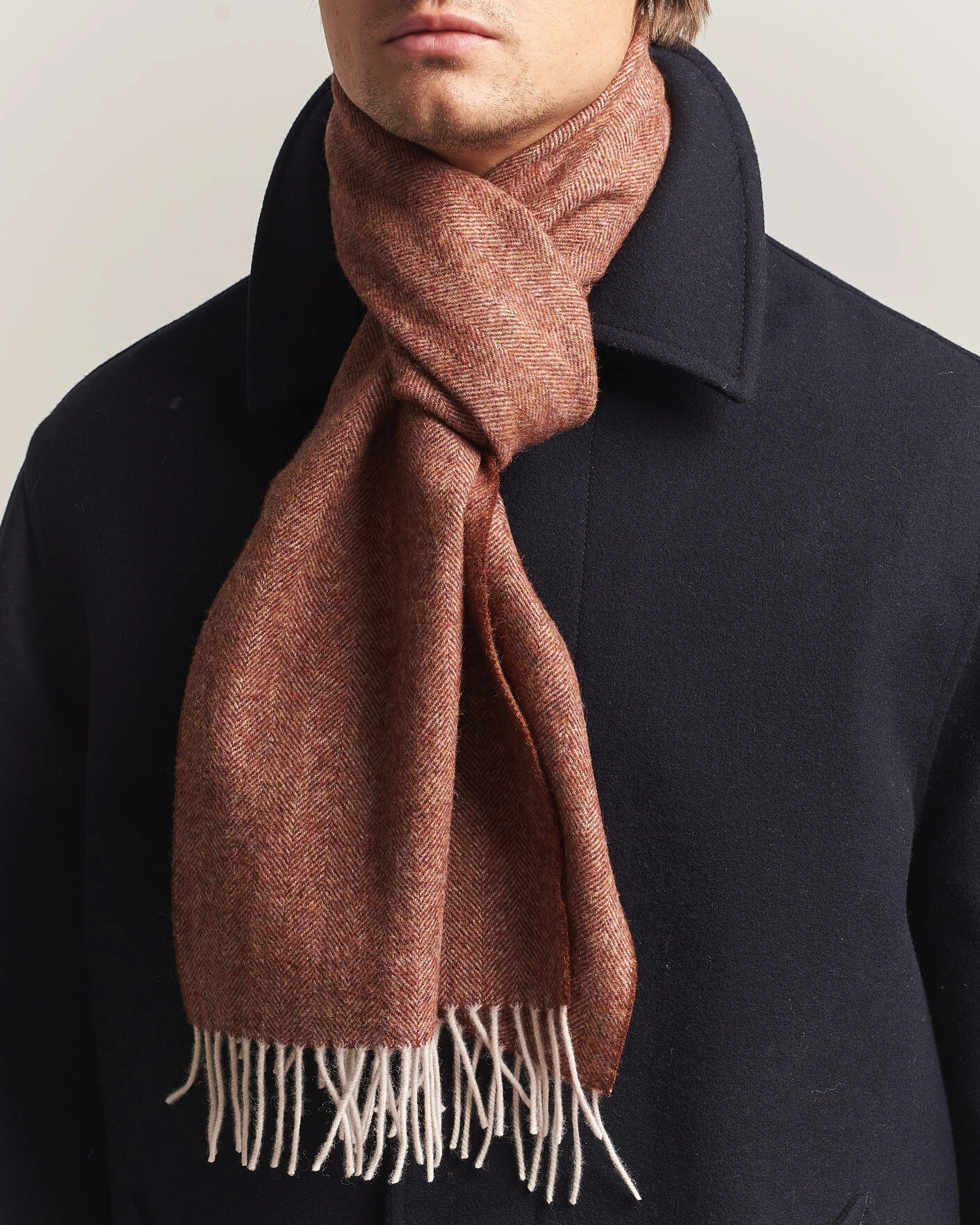 Herr | Halsdukar | Amanda Christensen | Wool Herringbone Scarf Rust