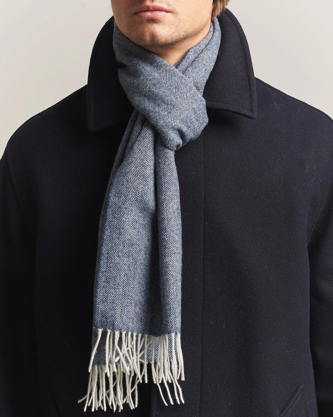 Herr | Halsdukar | Amanda Christensen | Wool Herringbone Scarf Navy