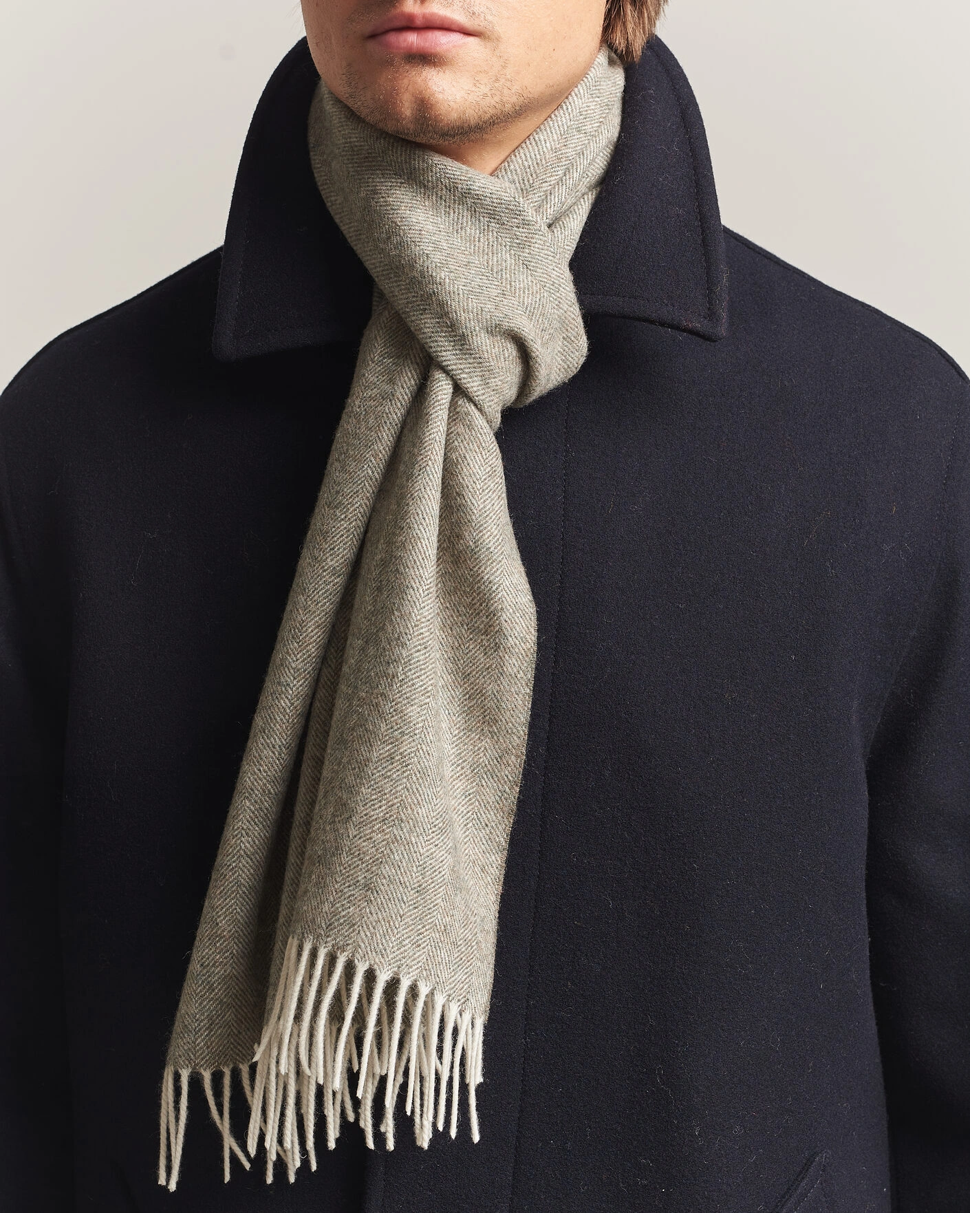 Herr | Halsdukar | Amanda Christensen | Wool Herringbone Scarf Green