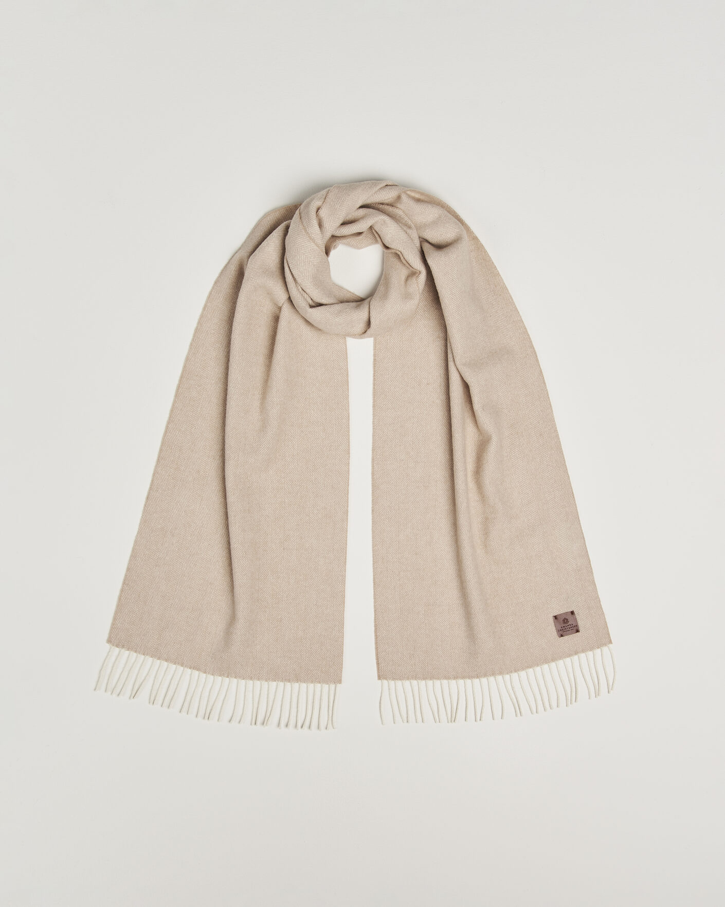 Herr | Halsdukar | Amanda Christensen | Wool Herringbone Scarf Beige