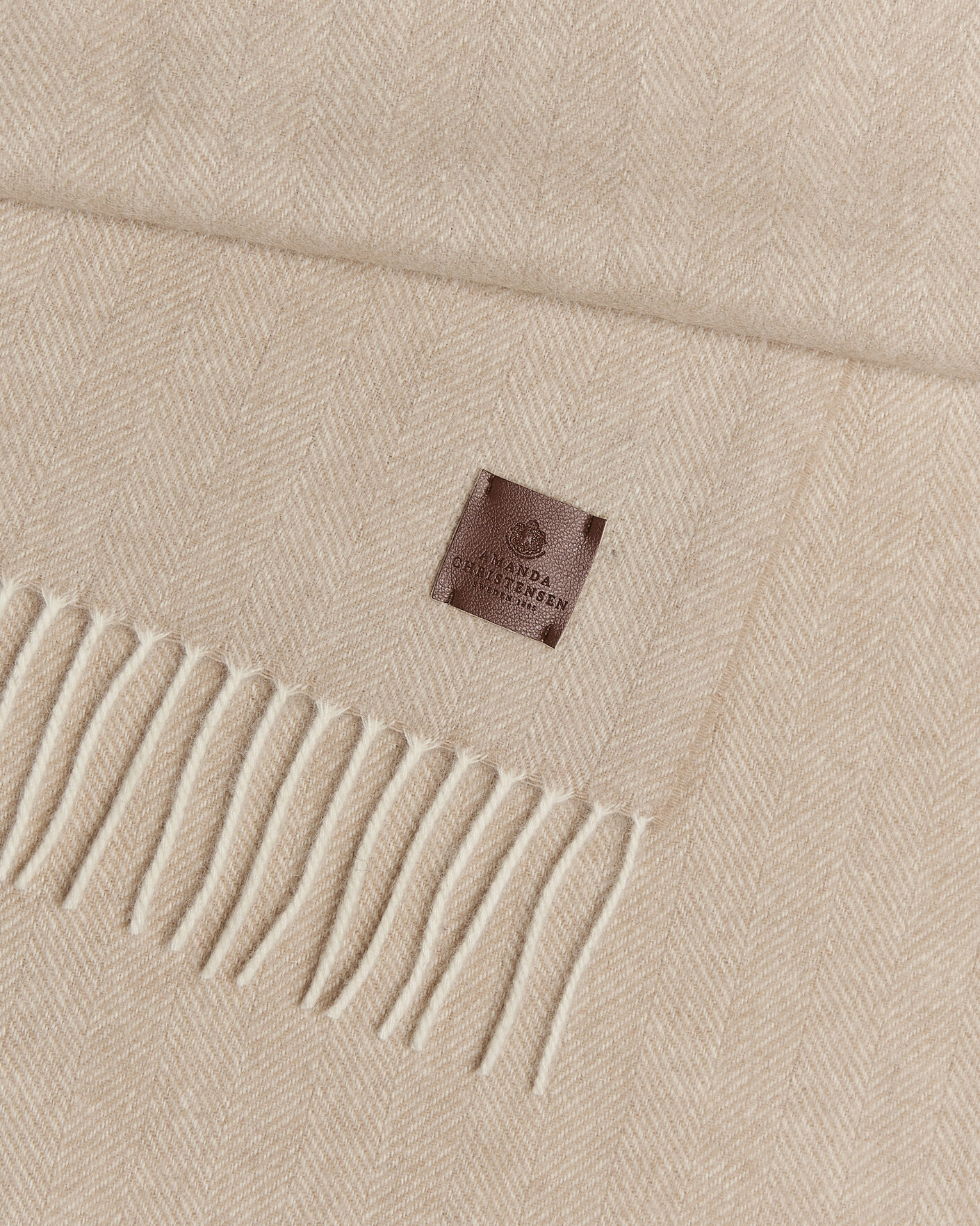 Herr | Halsdukar | Amanda Christensen | Wool Herringbone Scarf Beige
