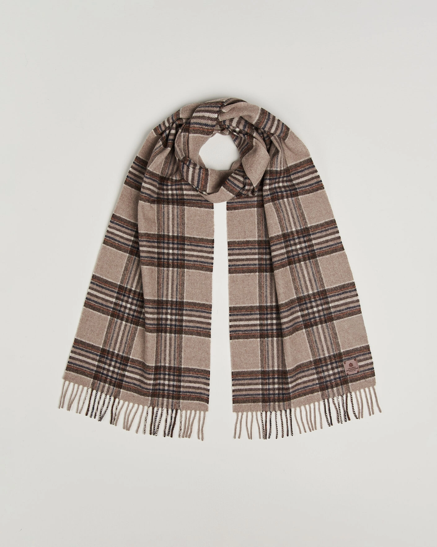 Herr | Halsdukar | Amanda Christensen | Wool Check Scarf Beige