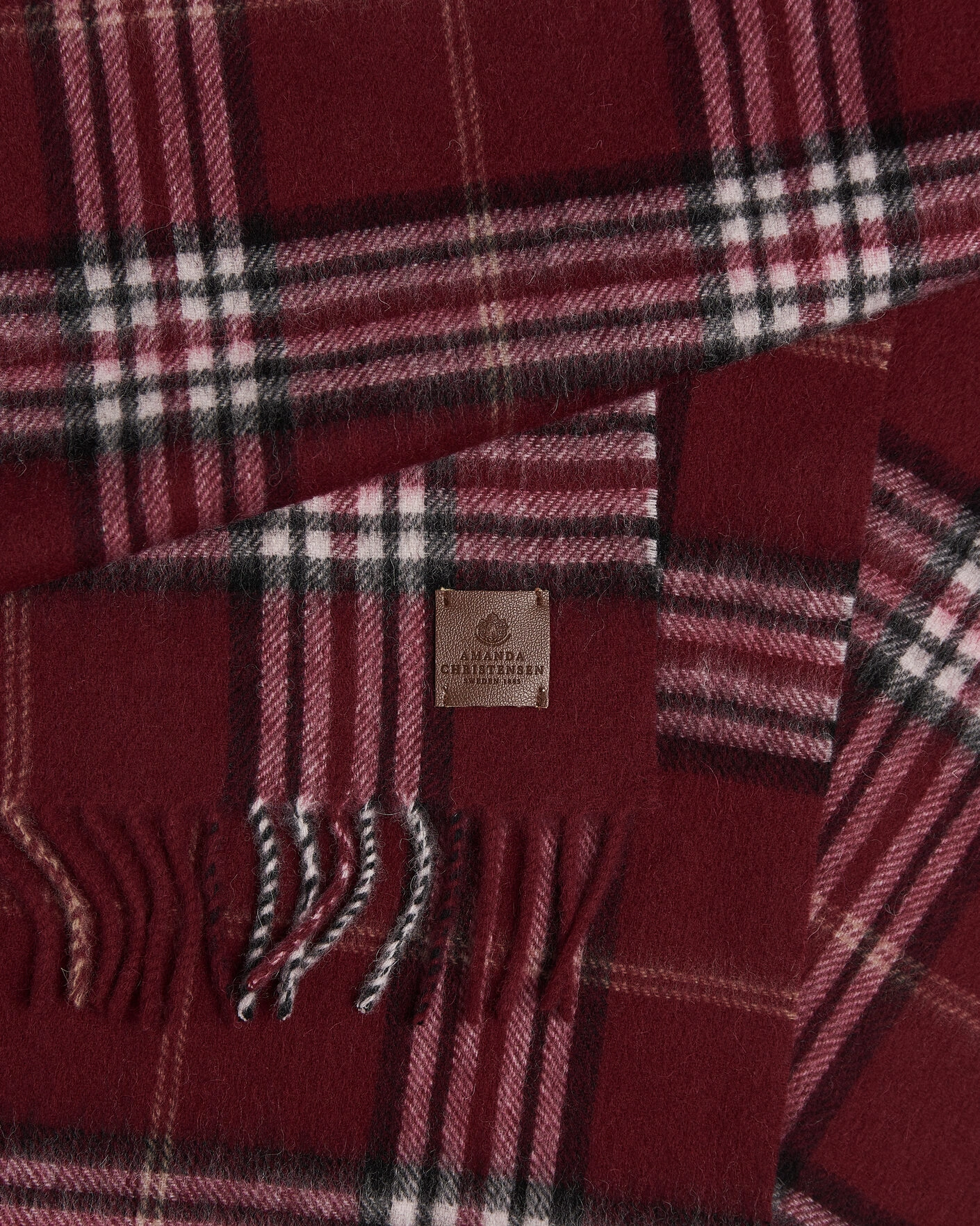 Herr | Halsdukar | Amanda Christensen | Wool Check Scarf Bordeaux