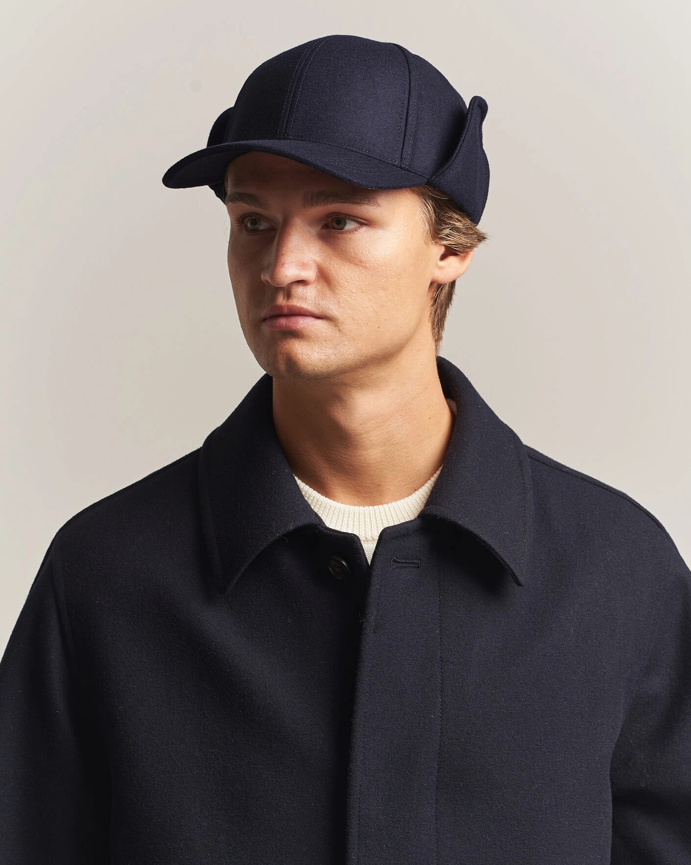 Herr | Hattar & kepsar | Varsity Headwear | Merino Wool Earflap Baseball Cap Dark Navy