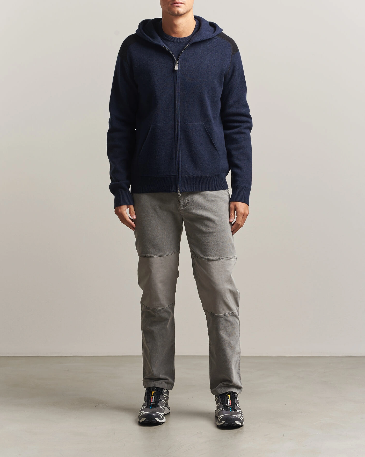 Herr | Tröjor | Sail Racing | Spine Wool Knitted Full Zip Hoodie Dark Navy