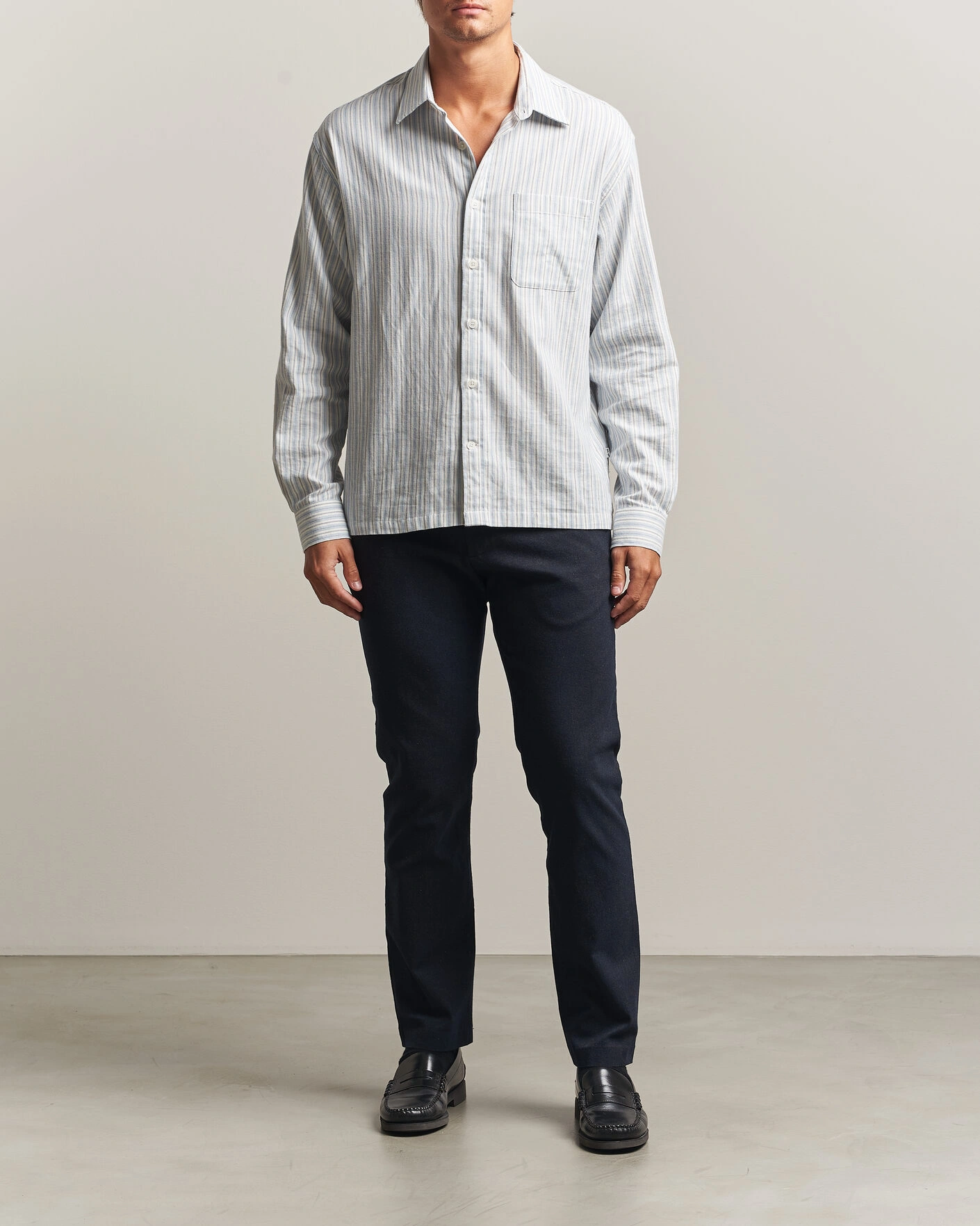 Herr | Byxor | NN07 | Theo Brushed Cotton Trousers Deep Navy