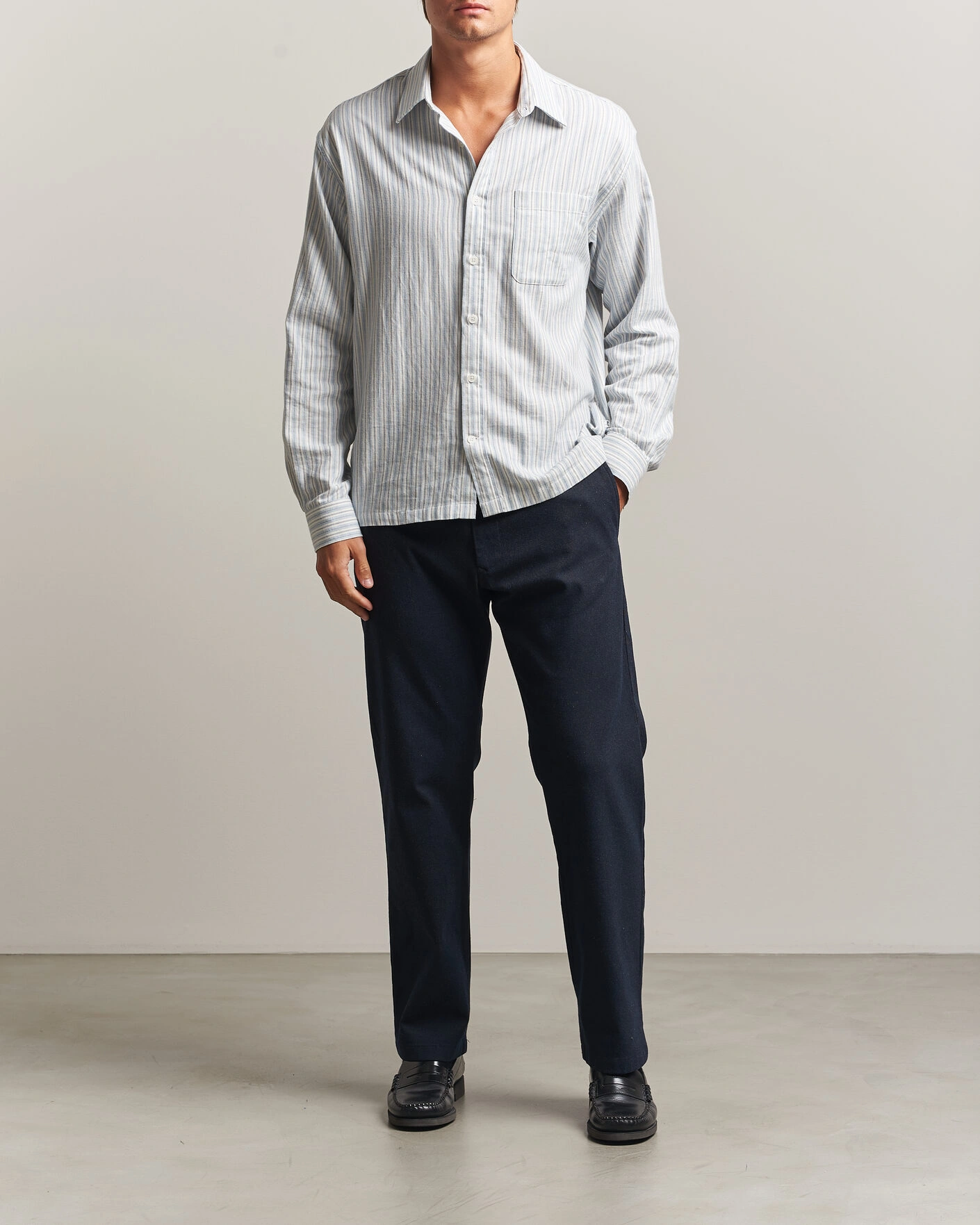 Herr | Byxor | NN07 | Aden Brushed Cotton Trousers Deep Navy