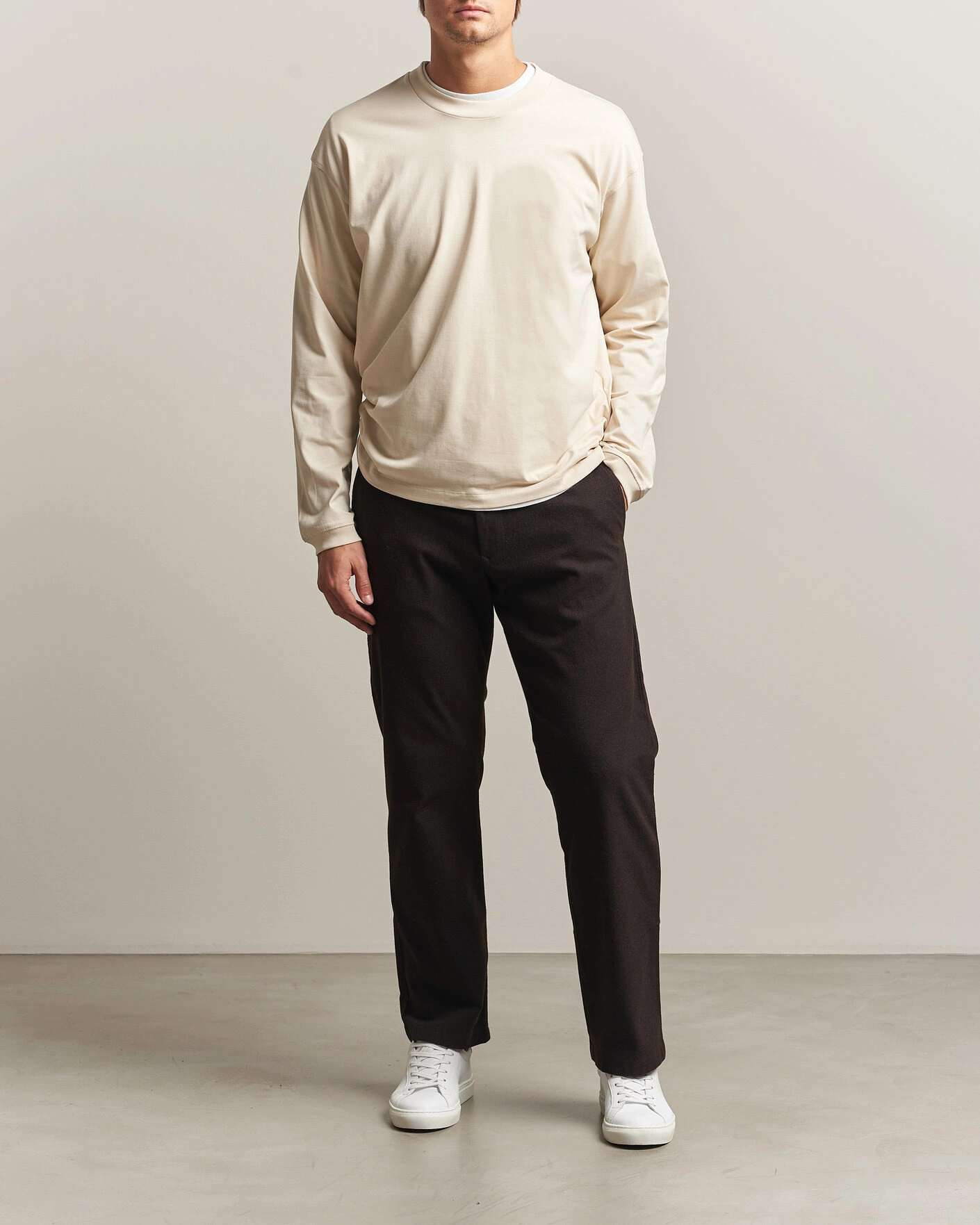 Herr | Byxor | NN07 | Aden Brushed Cotton Trousers Deep Truffle