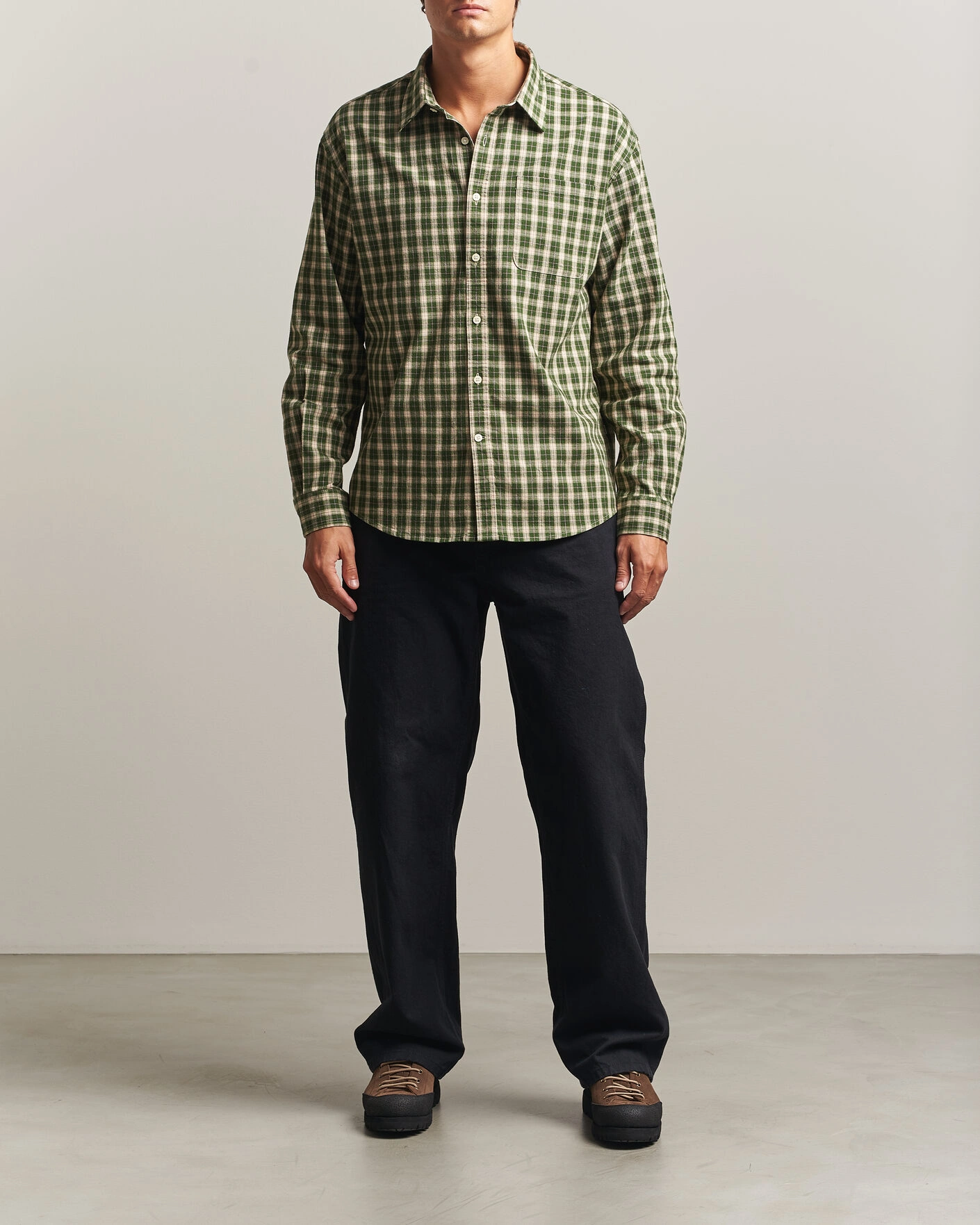 Herr | Skjortor | NN07 | Deon Flannel Shirt Eden Green Check