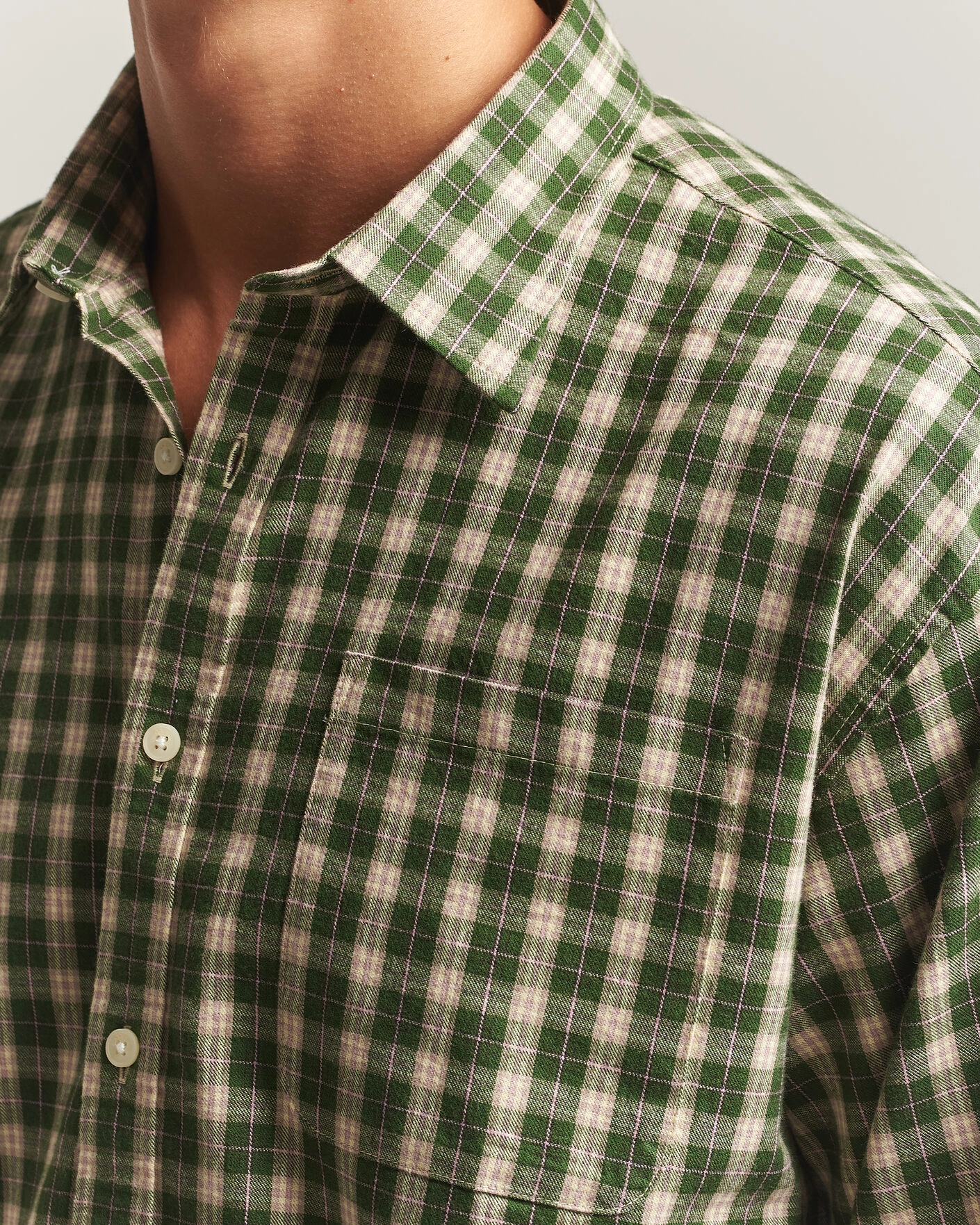 Herr | Skjortor | NN07 | Deon Flannel Shirt Eden Green Check