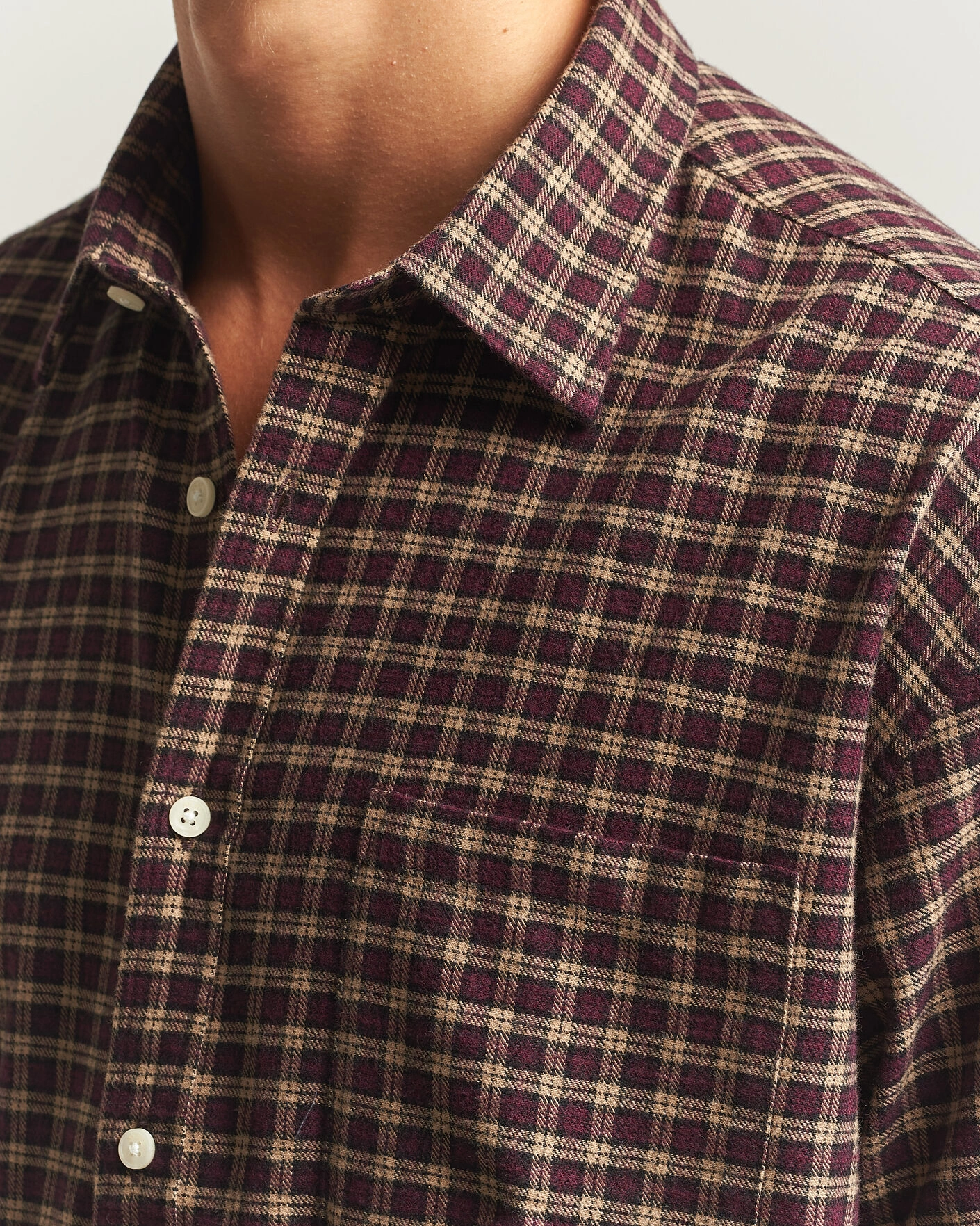 Herr | Skjortor | NN07 | Deon Flannel Shirt Bordeaux Check