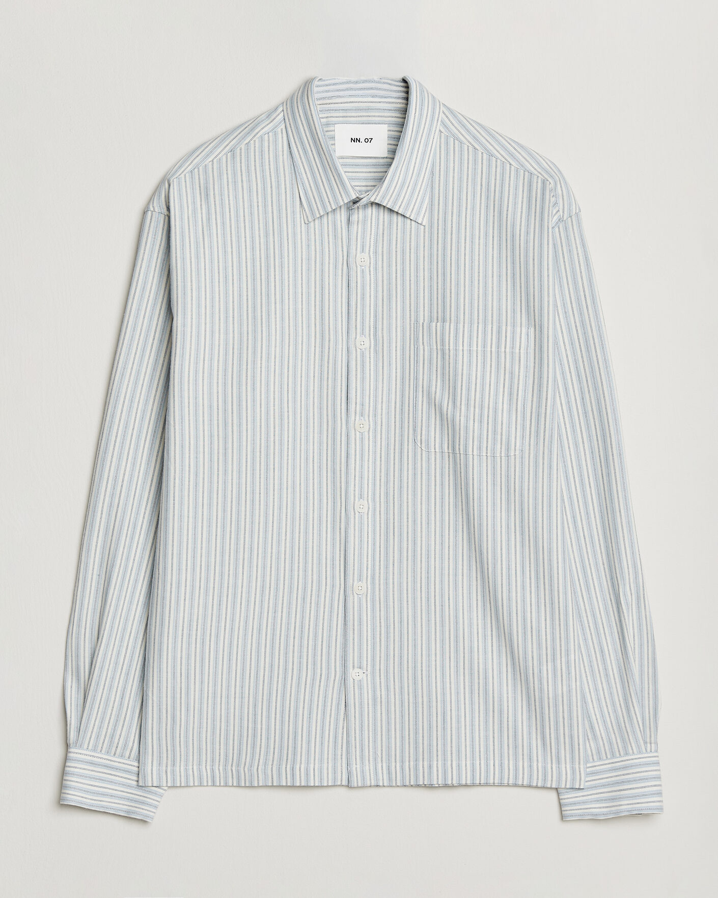 Herr | Skjortor | NN07 | Deon Brushed Cotton Striped Shirt Blue