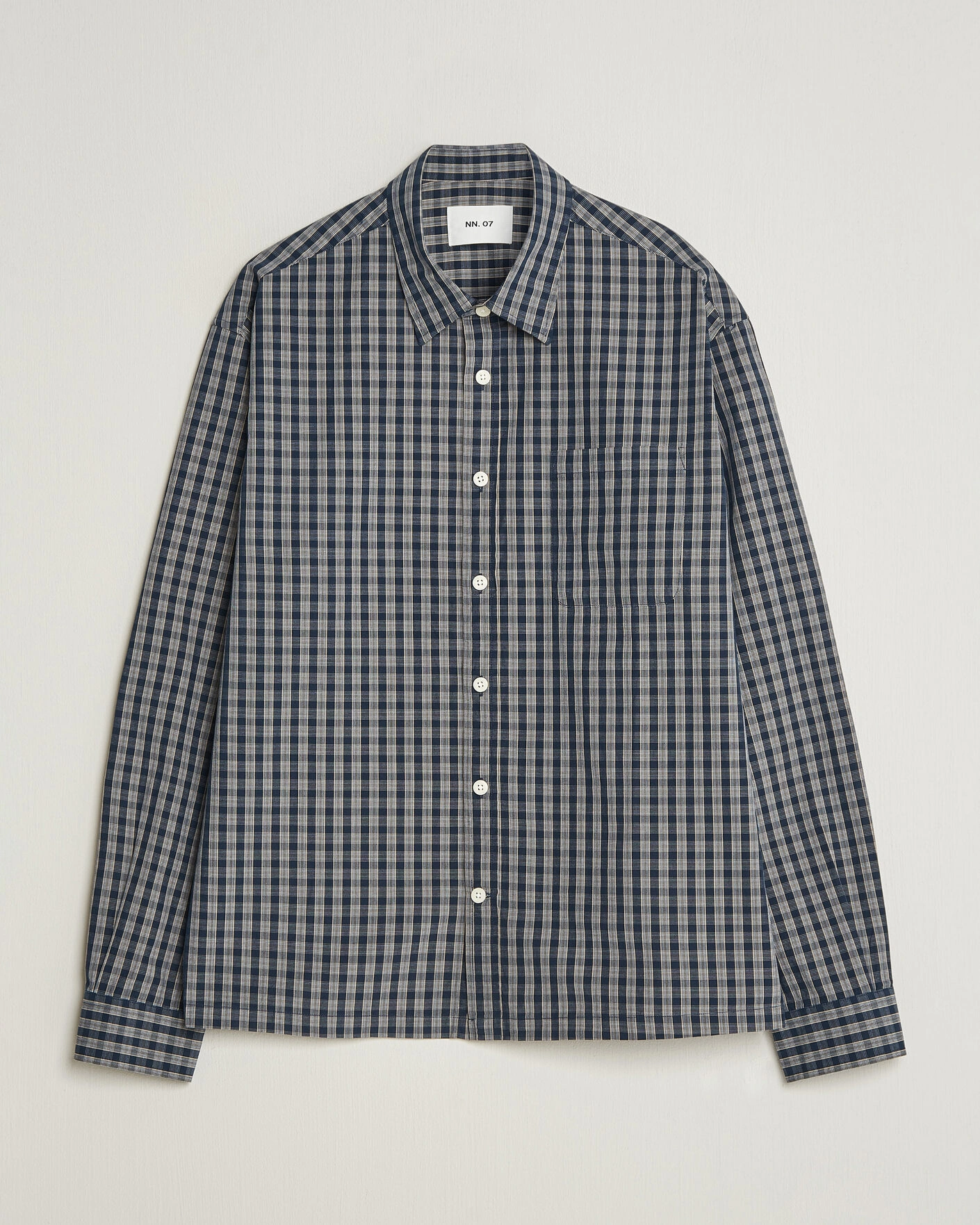 Herr |  | NN07 | Deon Brushed Cotton Checked Shirt Navy Blue