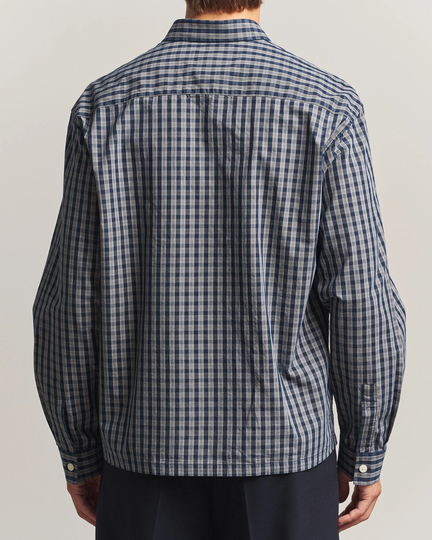 Herr | Skjortor | NN07 | Deon Brushed Cotton Checked Shirt Navy Blue