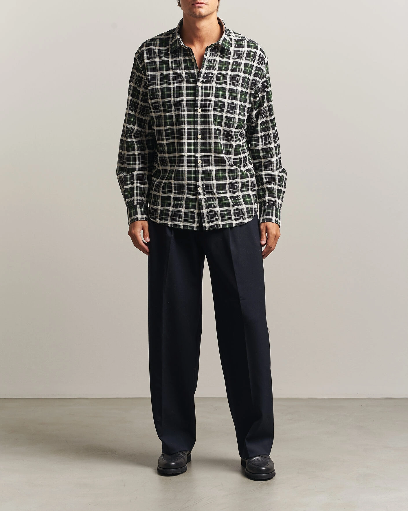 Herr | Skjortor | NN07 | Deon Cotton Checked Shirt Fern Green