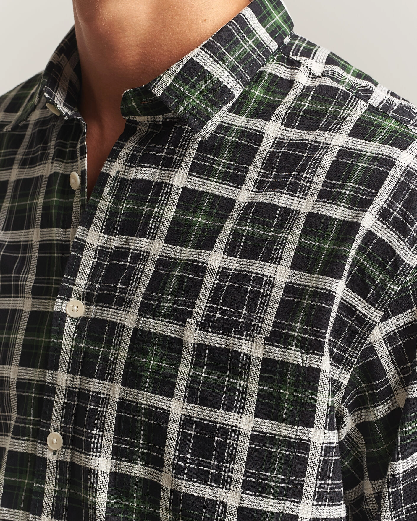 Herr | Skjortor | NN07 | Deon Cotton Checked Shirt Fern Green