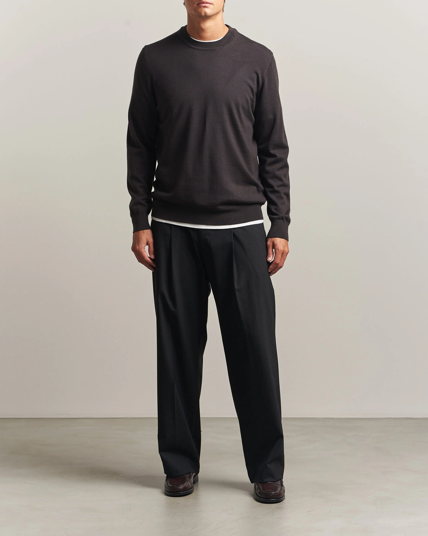 Herr | Tröjor | NN07 | Ted Merino Crew Neck Pullover Deep Truffle