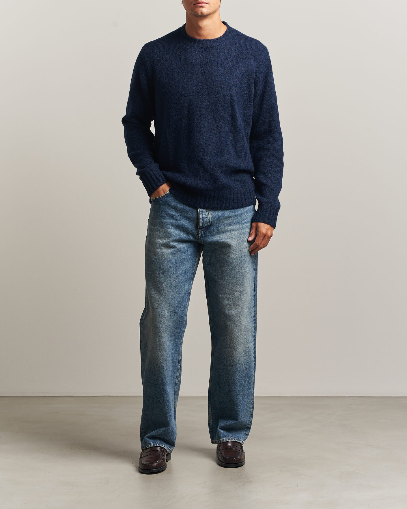 Herr | Tröjor | NN07 | Lee Wool Knitted Sweater Navy Blue