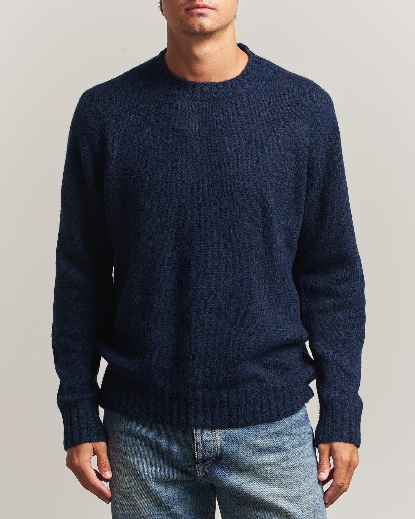 Herr | Tröjor | NN07 | Lee Wool Knitted Sweater Navy Blue