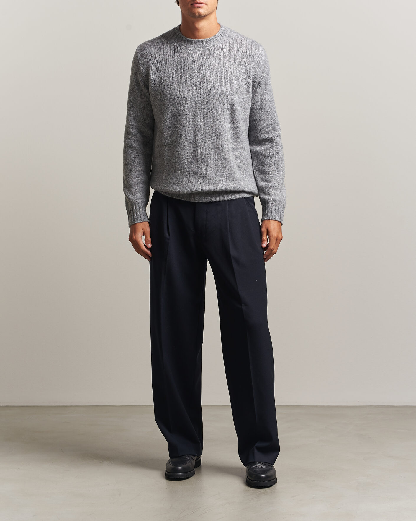 Herr | Tröjor | NN07 | Lee Wool Knitted Sweater Grey Melange