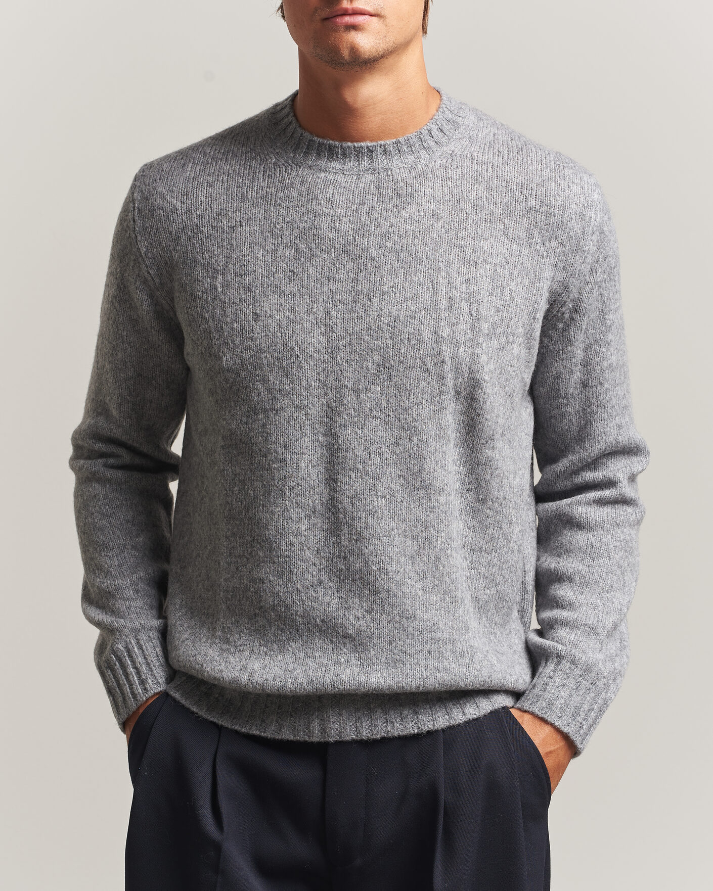 Herr | Tröjor | NN07 | Lee Wool Knitted Sweater Grey Melange
