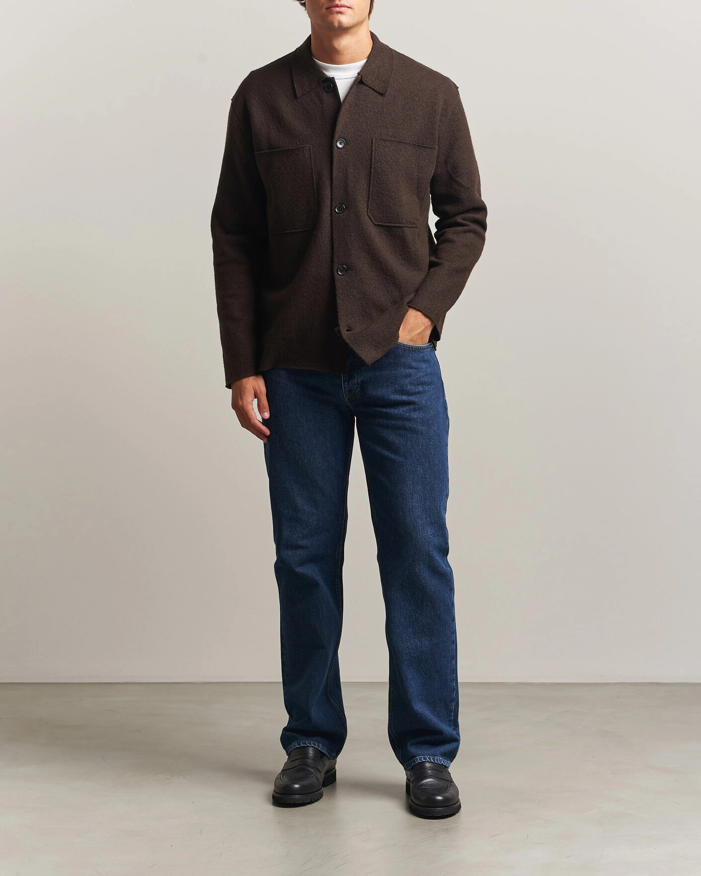 Herr | Tröjor | NN07 | Jonas Boiled Wool Cardigan Deep Truffle