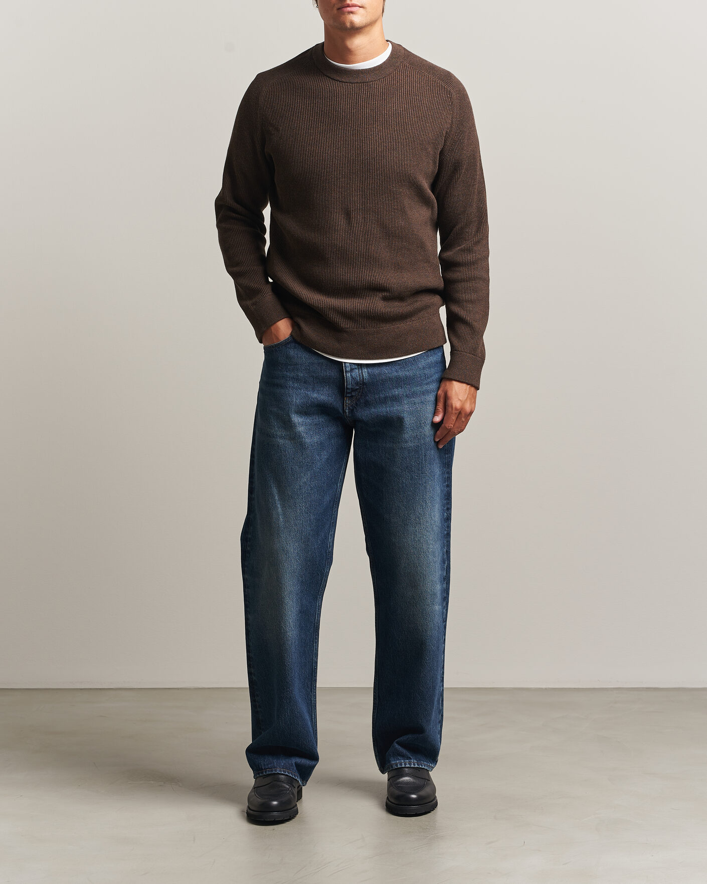 Herr | Tröjor | NN07 | Kevin Cotton Knitted Sweater Deep Truffle