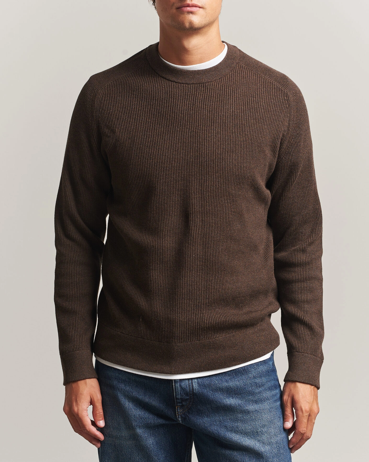 Herr | Tröjor | NN07 | Kevin Cotton Knitted Sweater Deep Truffle