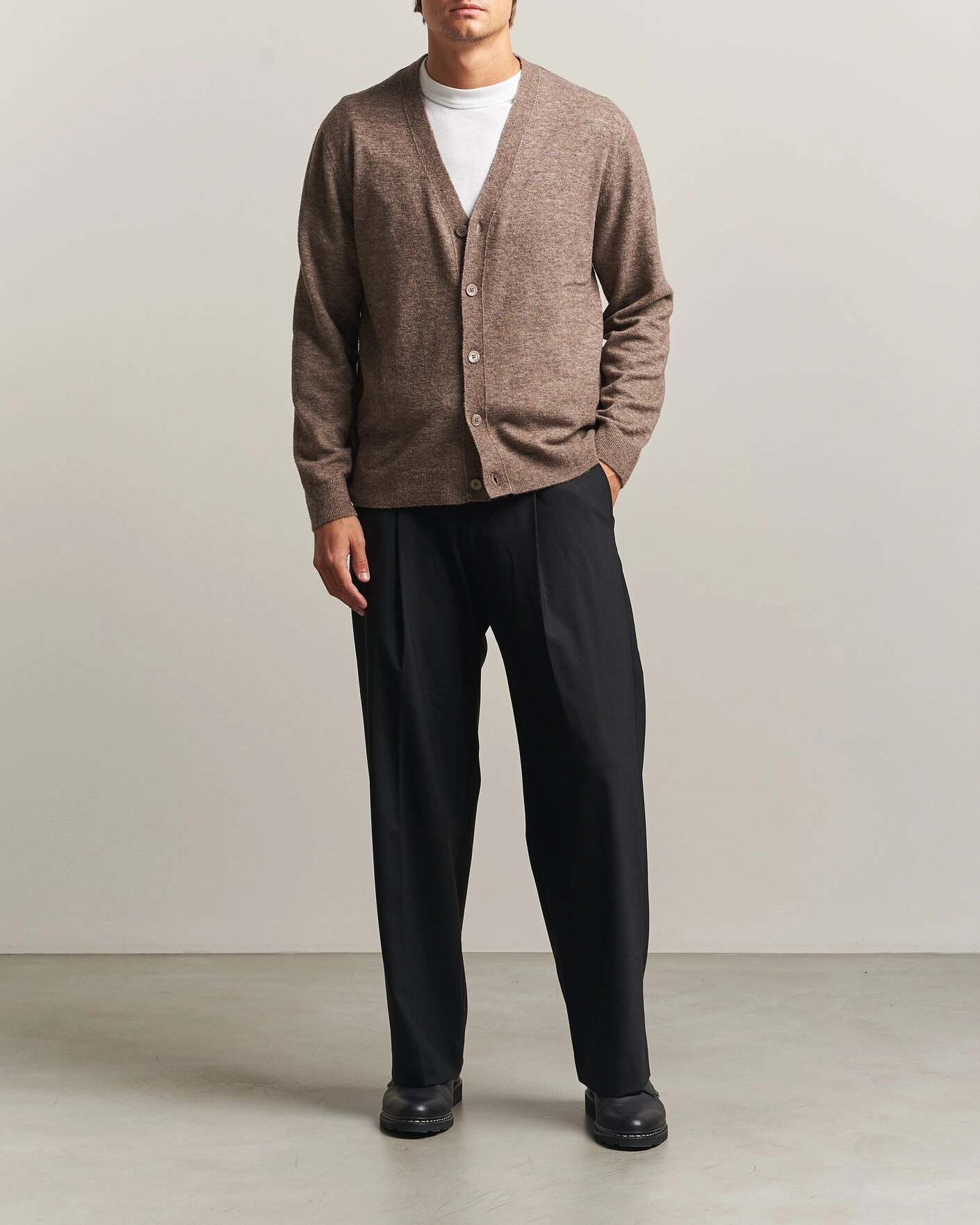 Herr | Tröjor | NN07 | Gavin Brushed Wool Knitted Cardigan Desert Clay
