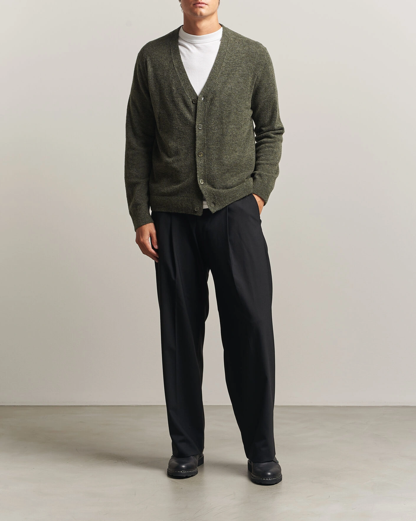 Herr | Tröjor | NN07 | Gavin Brushed Wool Knitted Cardigan Dark Army