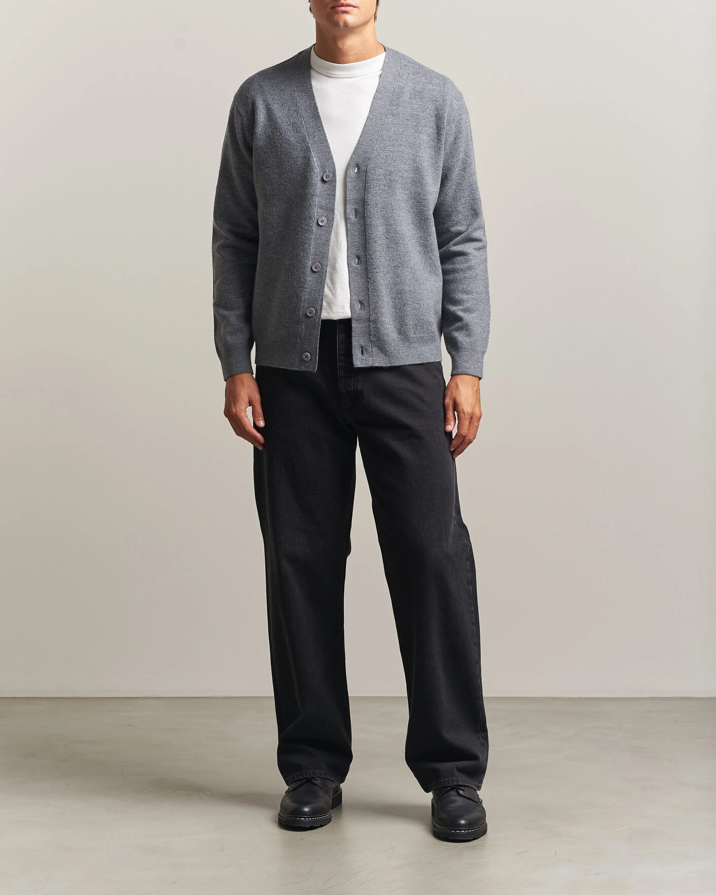 Herr | Tröjor | NN07 | Jasper Wool Knitted Cardigan Grey Melange