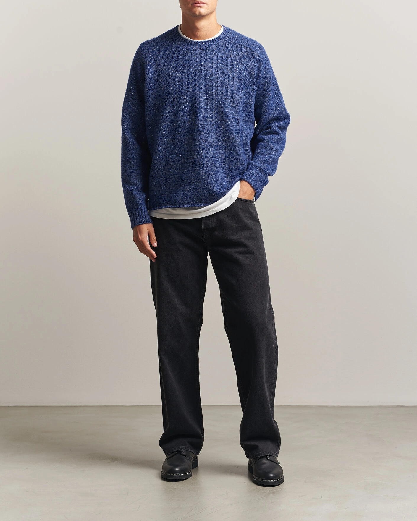 Herr | Tröjor | NN07 | Jim Neps Wool Knitted Sweater Blue Ignition