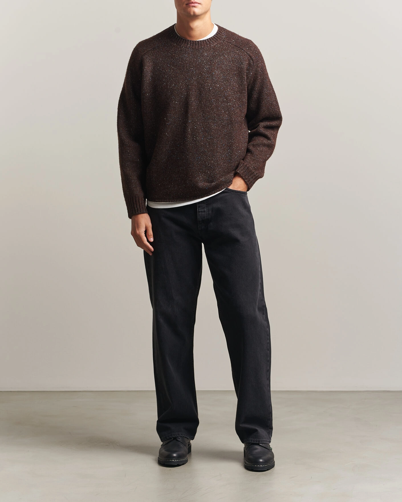 Herr | Tröjor | NN07 | Jim Neps Wool Knitted Sweater Deep Truffle