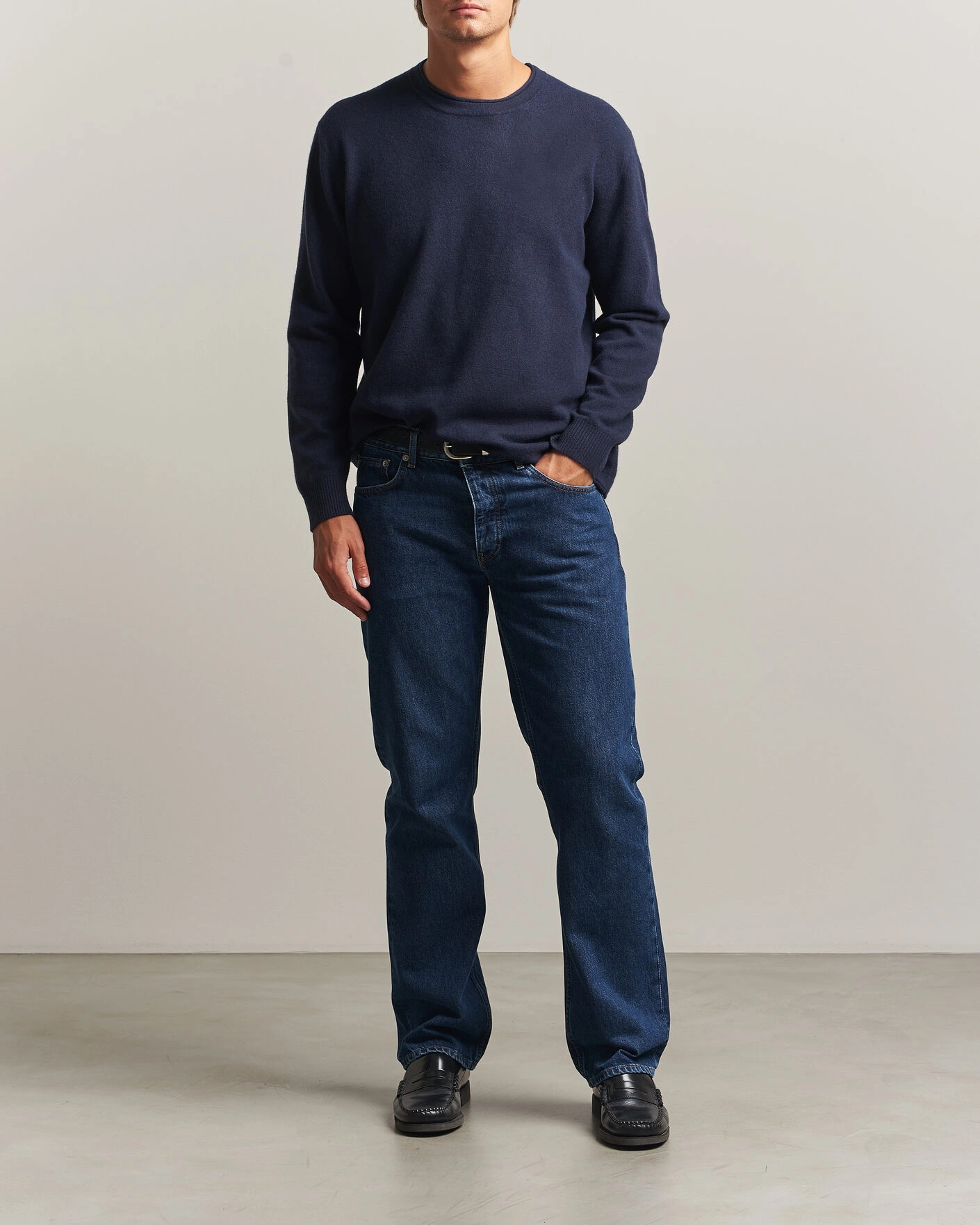 Herr | Tröjor | NN07 | Sammy Wool Knitted Sweater Navy Melange