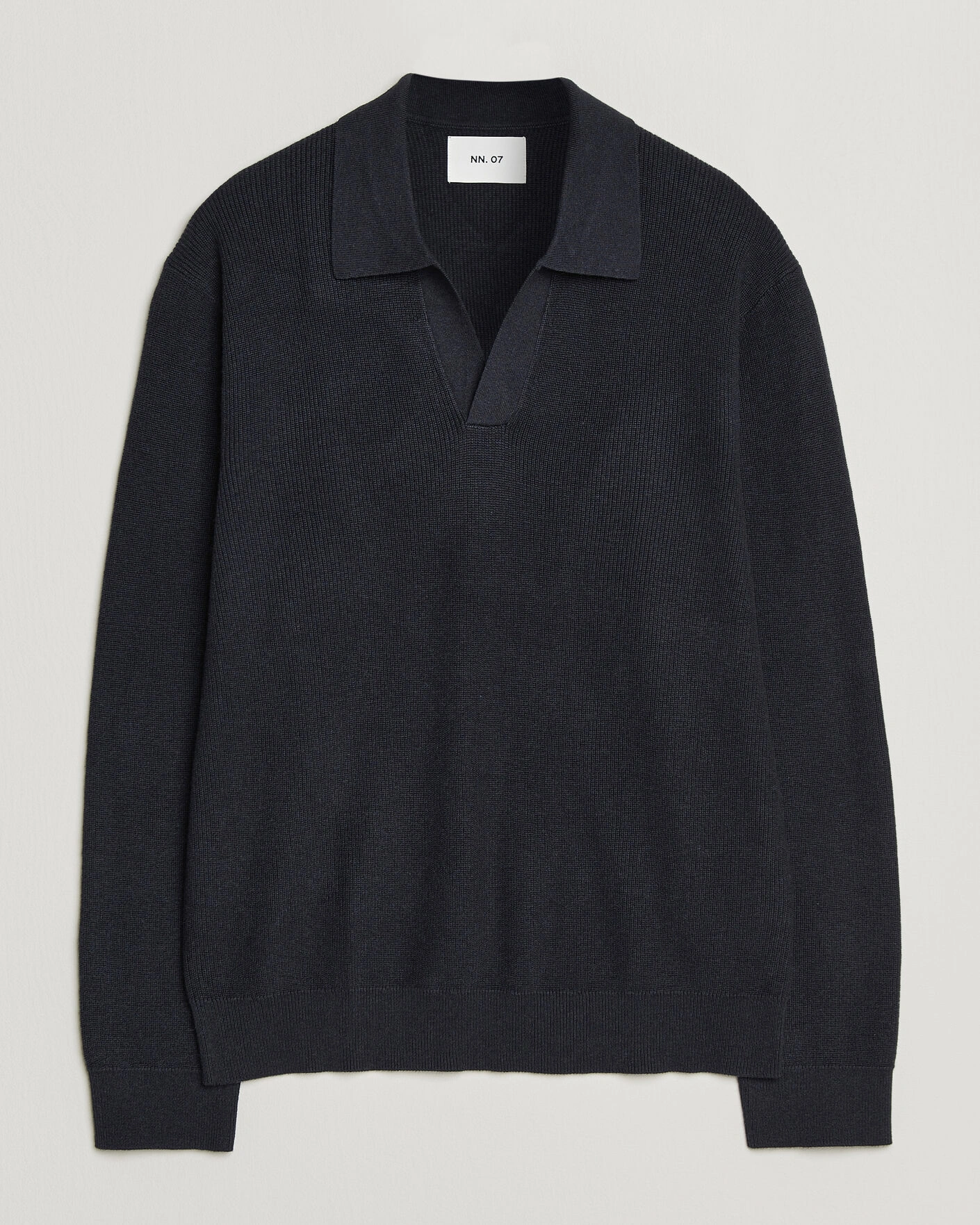 Herr | Tröjor | NN07 | Hope Cotton/Cashmere Rib Knitted Polo Navy
